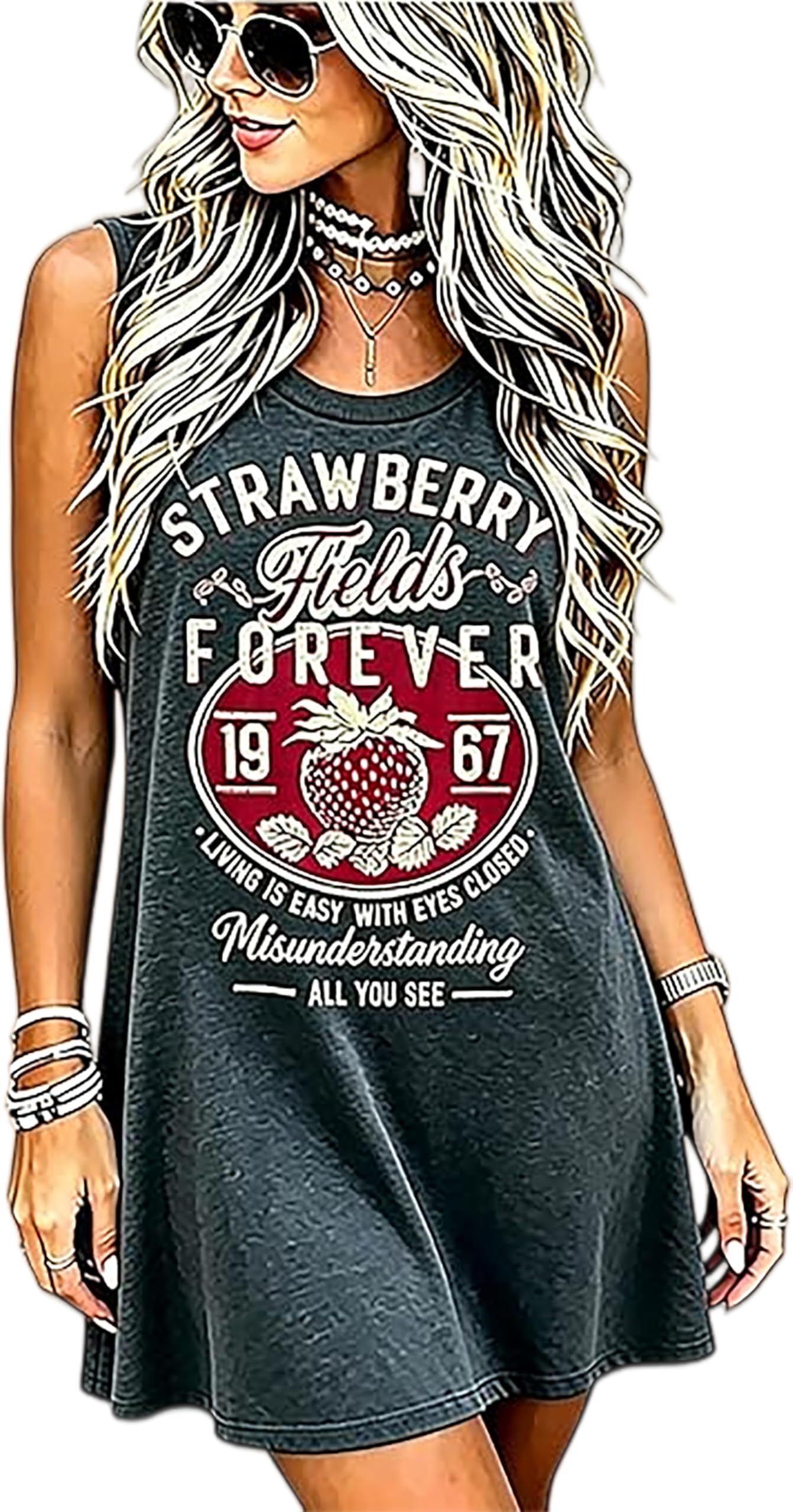 Summer Dresses Women Boho Floral Sundress Casual Country Concert Tank Dress