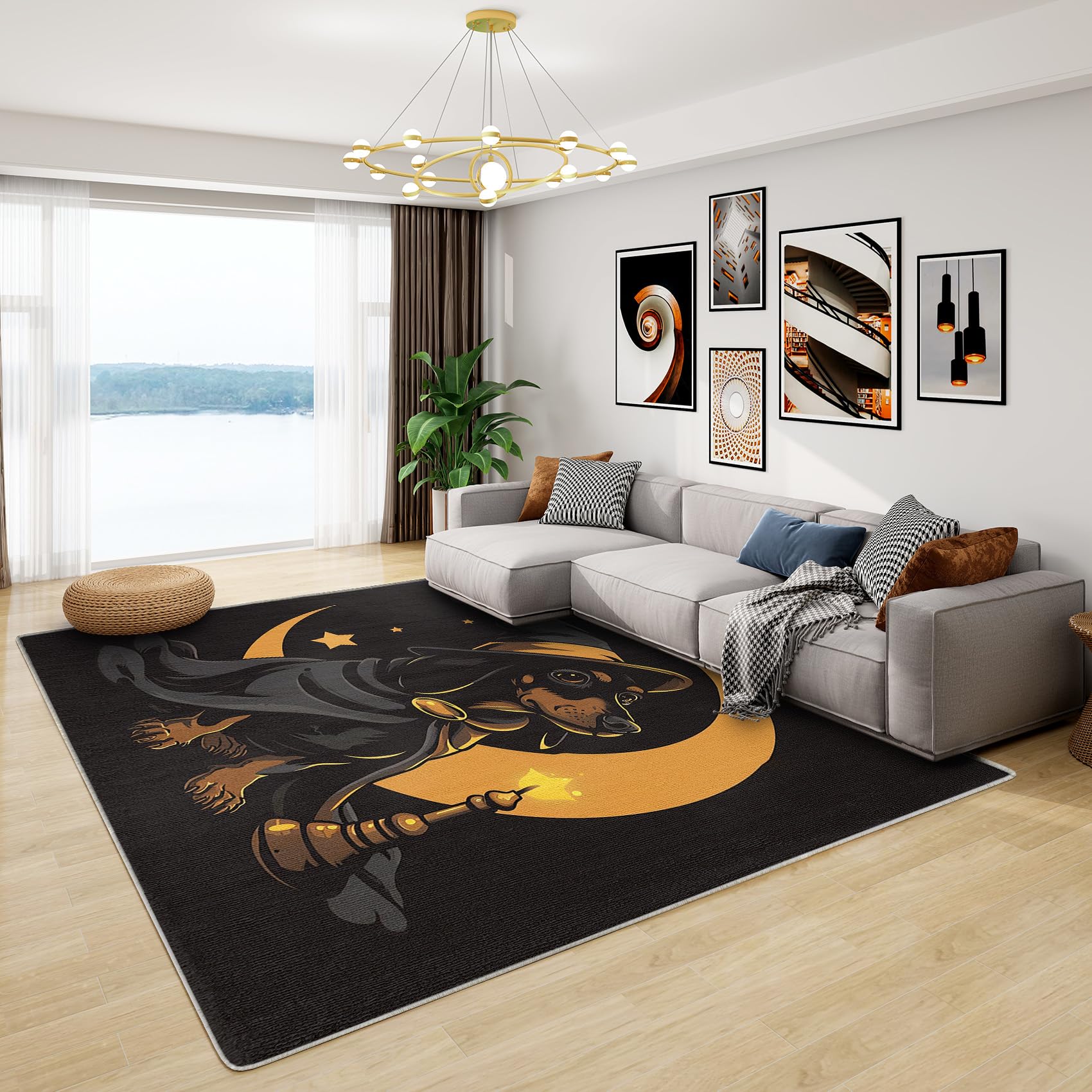 Dachshund Gifts - Dachshund Halloween Rug, Cute Cartoon Dog Rugs for Living Room Bedroom, Washable Non Slip Soft Large Carpet, Patterned Area Rugs & Home Decor 100x150 cm
