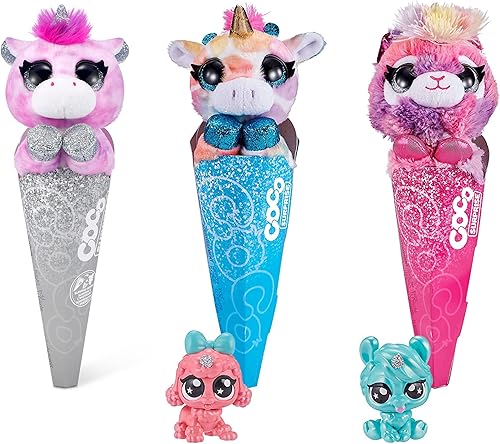 Miniatura 2 de COCO Surprise Fantasy (paquete de 3) por ZURU Juguetes de peluche con sorpresa coleccionable de bebé en cono, peluche para niñas y niños (el estilo