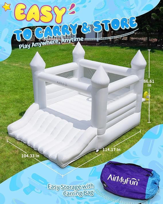 AirMyFun Pink Castle and White Party Bounce House