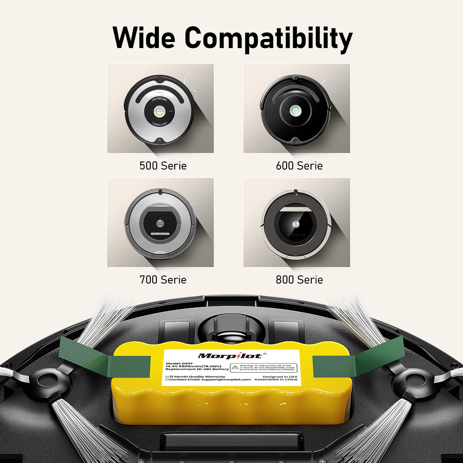 Batería de Repuesto 5500mAh Ni-MH para iRobot Roomba 500-800 Series con Cepillos