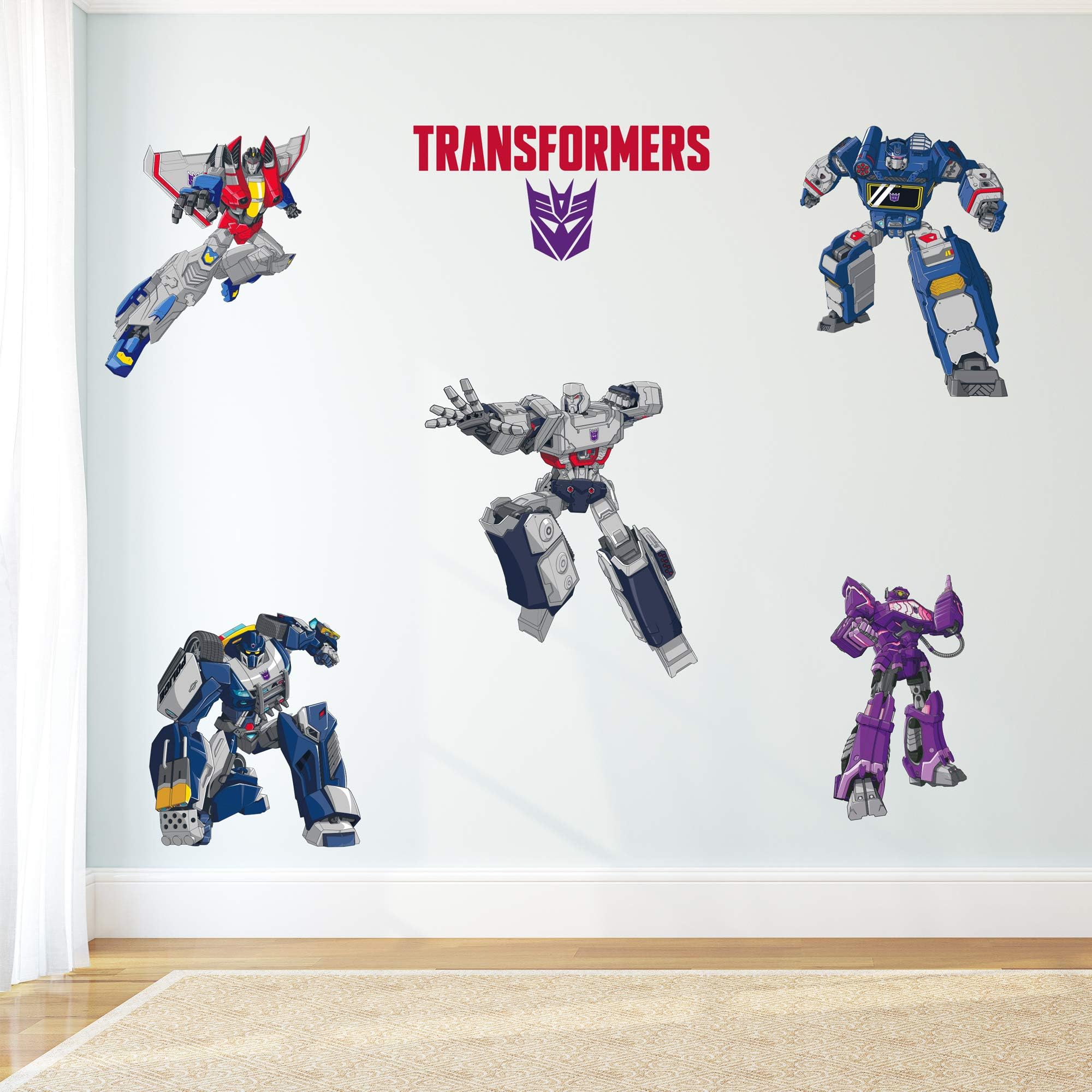 Transformers Wall Sticker - Decepticons Wall Decal Set Vinyl Art Mural Kids Bedroom Gift (60cm Width x 20cm Height)