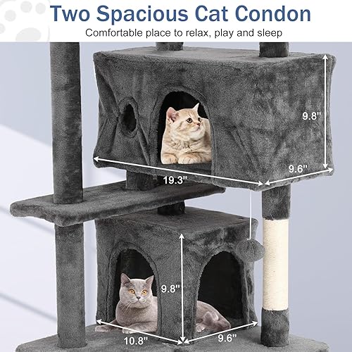 Miniatura 4 de Árbol para gatos de 54 pulgadas para gatos de interior, muebles de gato de varios niveles, torre de árbol para gatos, casas para gatos de interior,
