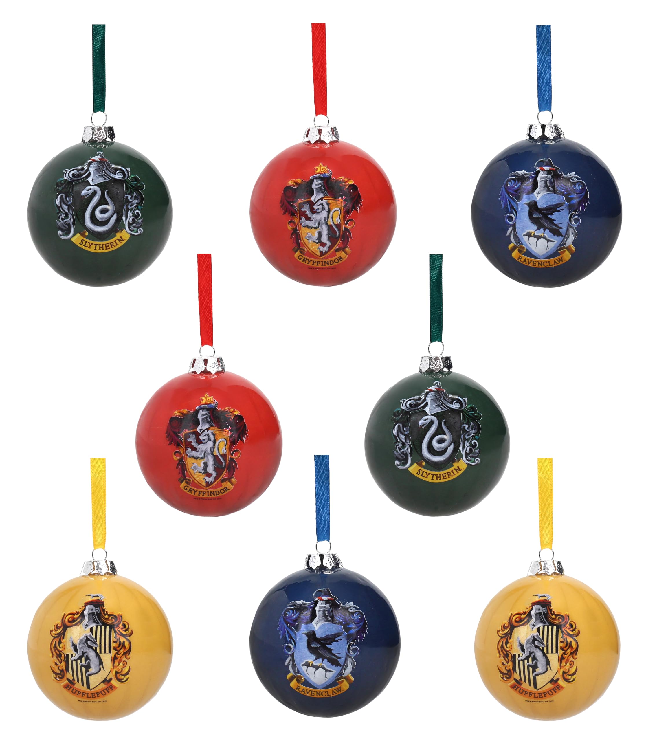 SD TOYS Bolas Árbol de Navidad Harry Potter, Diseño Casas Hogwarts, Gryffindor, Hufflepuff, Ravenclaw y Slytherin, Ø 6 cm 8 Unidades