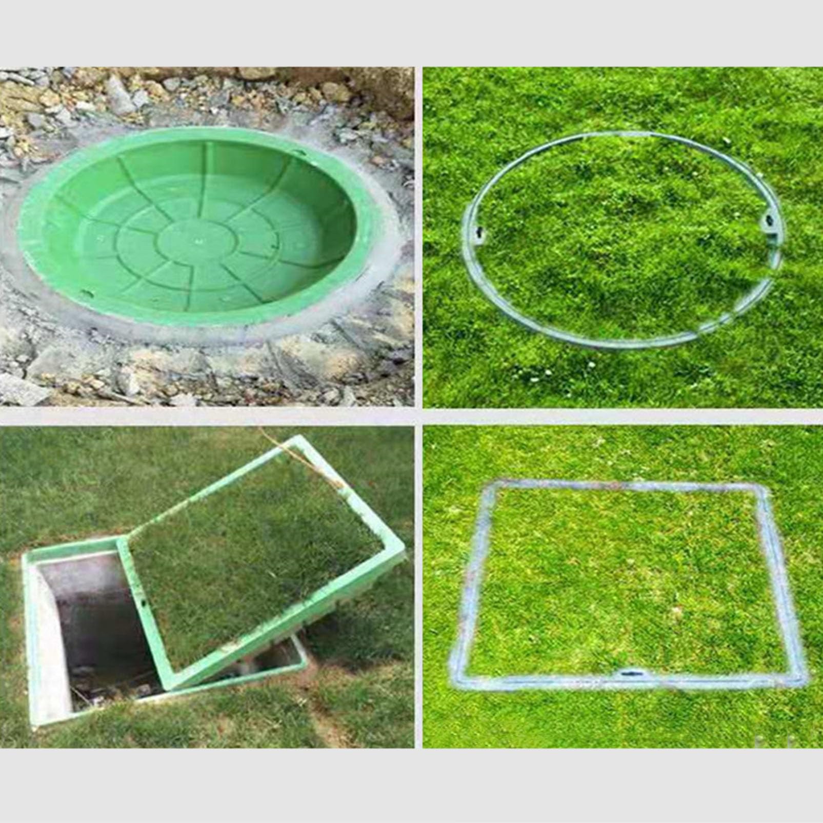Coperchio di Accesso Invisibile in plastica con Coperchio Rimovibile, Coperchio e Base per pozzetto di ispezione della Fossa settica, Coperchio di ispezione Resistente per sistemi fognari