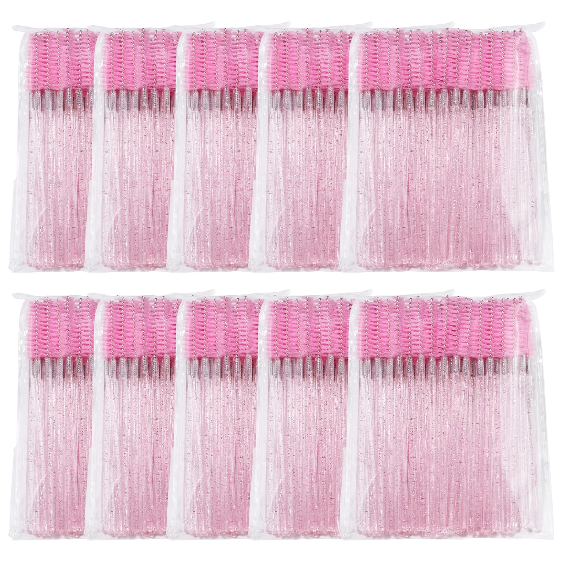 500 Pieces Eyelashes/Eyebrows Brushes, 10CM Lash Removal Cleaning Tools, Crystal Handle