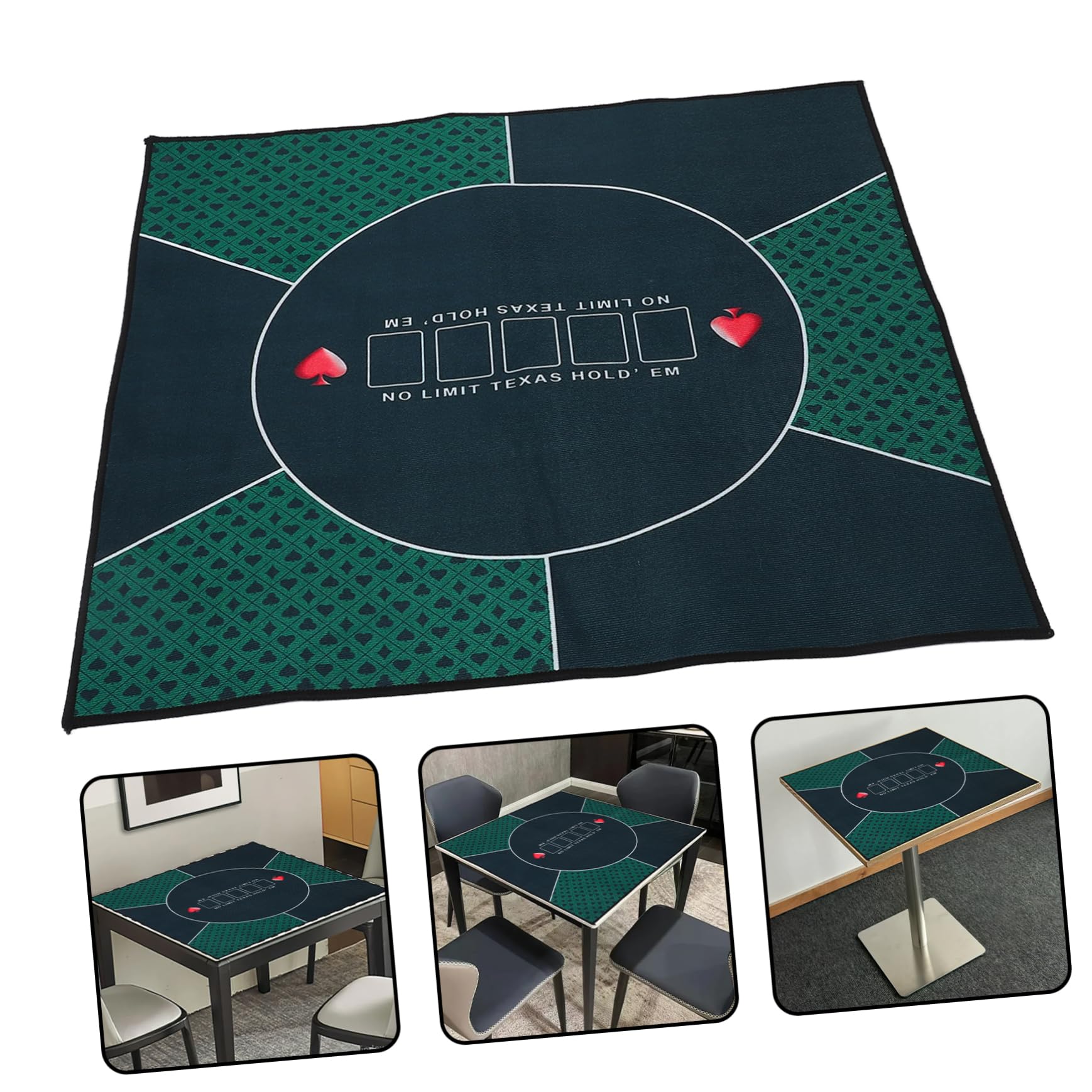 KOMBIUDA Tappeto da Poker Verde Antiscivolo Rettangolare Design Stampato per Giochi di Ruolo e Feste, Copertura per Tavoli da Gaming