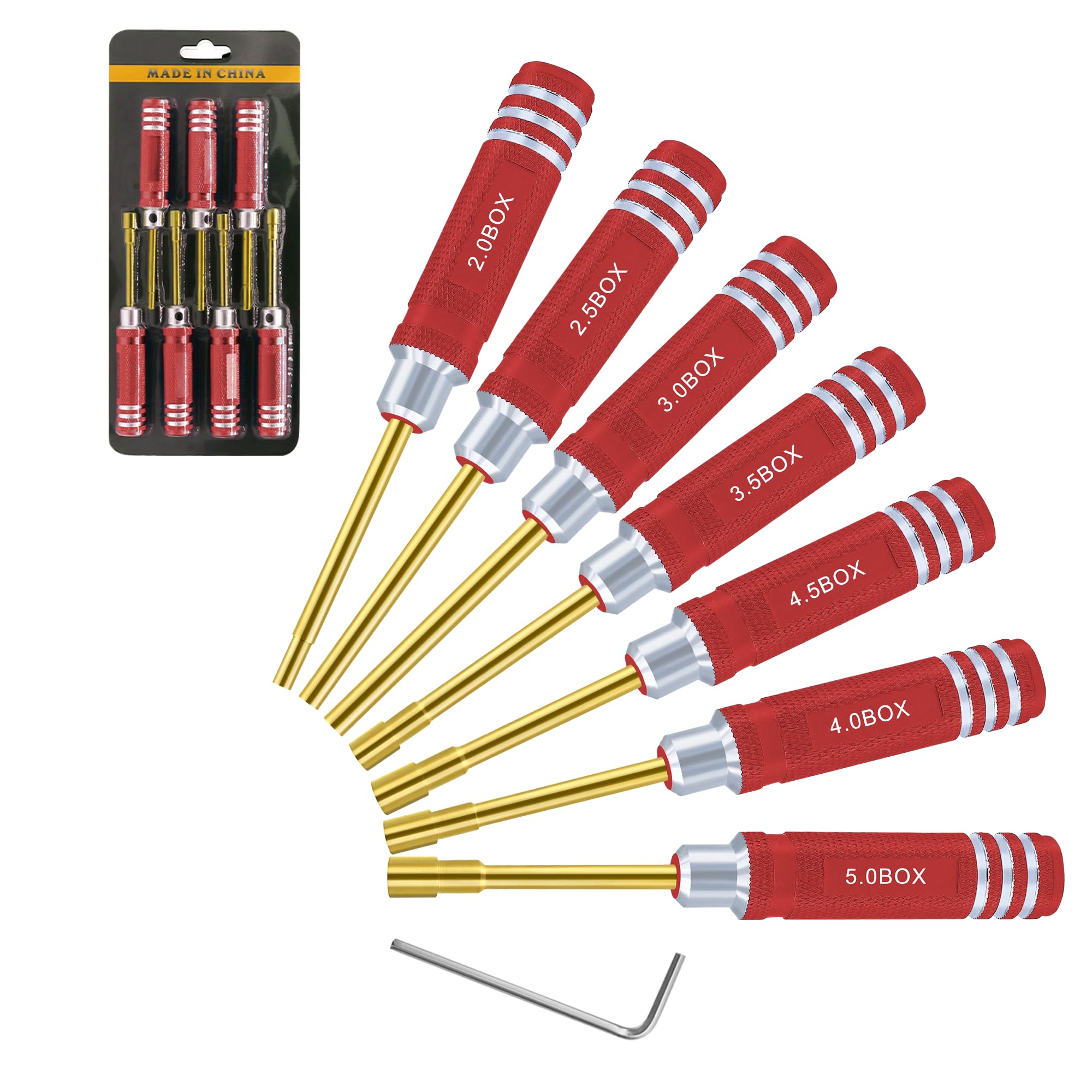 Craznick Hex Nut Driver Set - RC Car Tool Kit 2.0mm 2.5mm 3.0mm 3.5mm 4.0mm 4.5mm 5.0mm Hexagonal Head Nut Screwdriver for Axial SCX24 Wheel Fixing RC