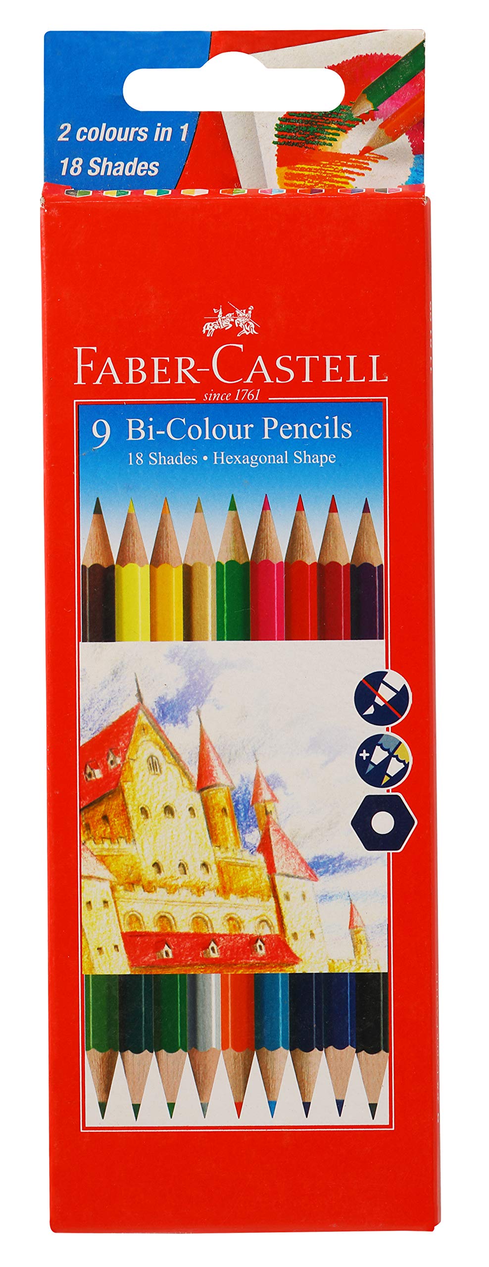 Faber-Castell Bi-Color Pencil Set - Pack of 8 (Assorted)