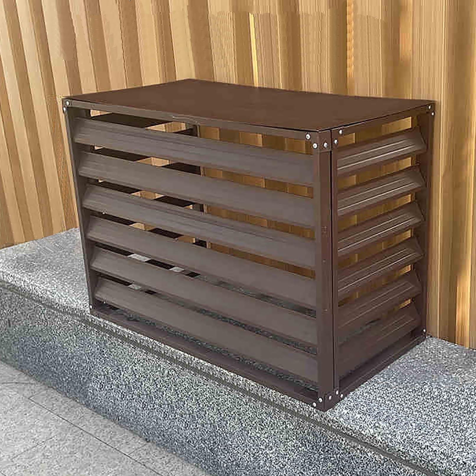 QYMYOZ Outdoor Air Conditioner Cover - Decorative & Radiator Cover for Outdoor Units, Plant Display Rack, Storage Shelf & Garbage Enclosure, Weatherproof Protection