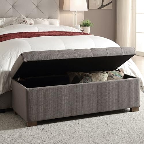 Miniatura 3 de Homepop Decoración del hogar  Banco de almacenamiento otomano grande tapizado  Otomana con almacenamiento para sala de estar y dormitorio  Muebles