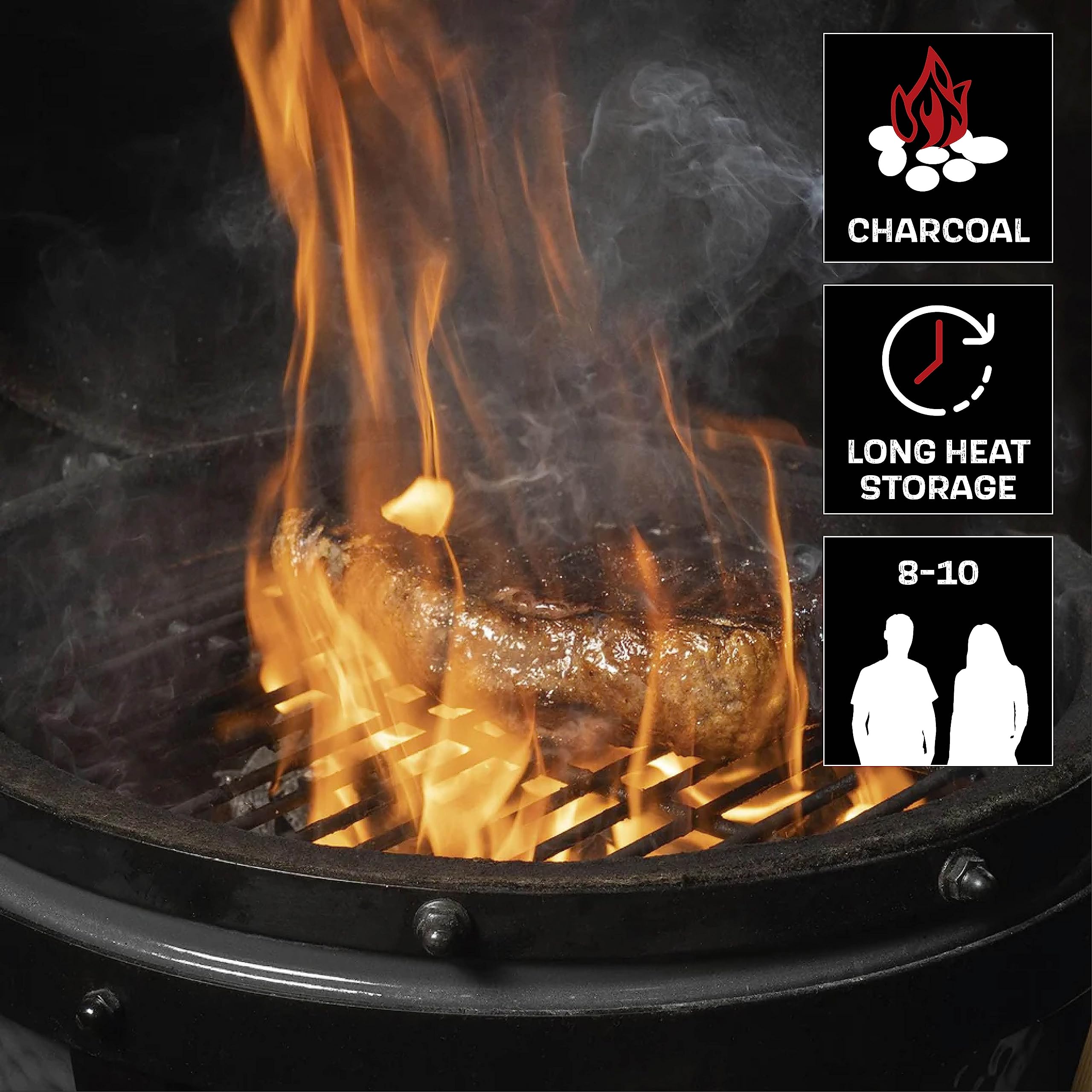 Big LANDMANN Kamado Grill na węgiel drzewny duży - szary