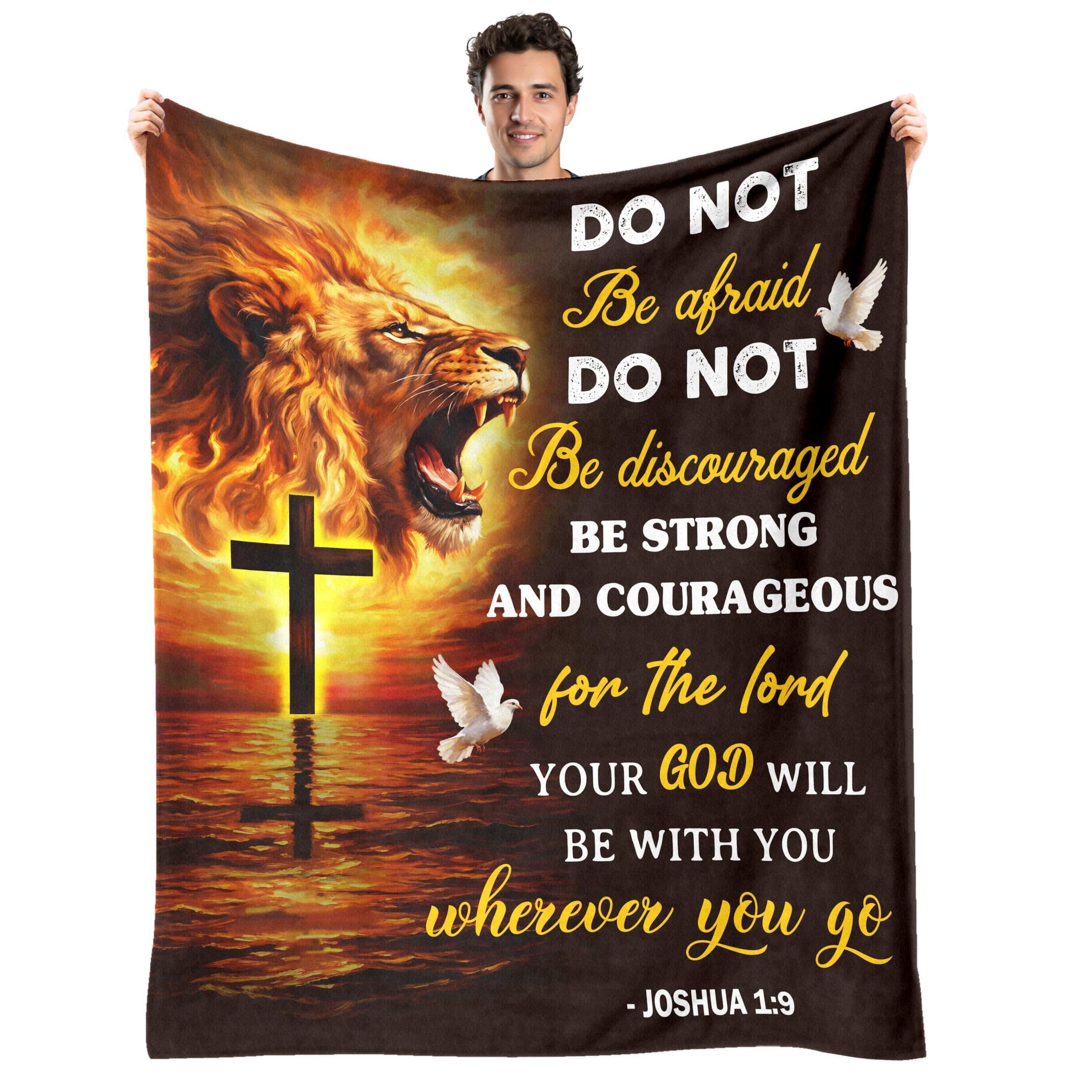 Christian Gifts for Men, Religious Spiritual Inspirational Gifts for Men, Christian Lion Blanket for Man 50"x60"
