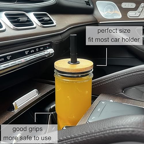 Miniatura 5 de ALINK Vasos de vidrio con tapas y pajitas, vaso de 24 onzas con funda de silicona, puntas, cepillo, tazas de café helado reutilizables, tazas para