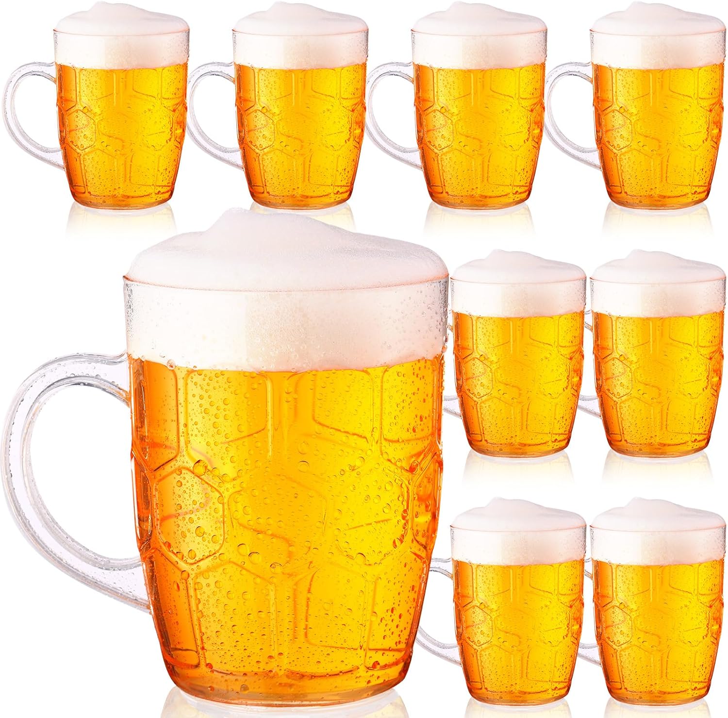 Yiyiring 8 Pcs Beer Stein Mug with Handle 20 oz Clear
