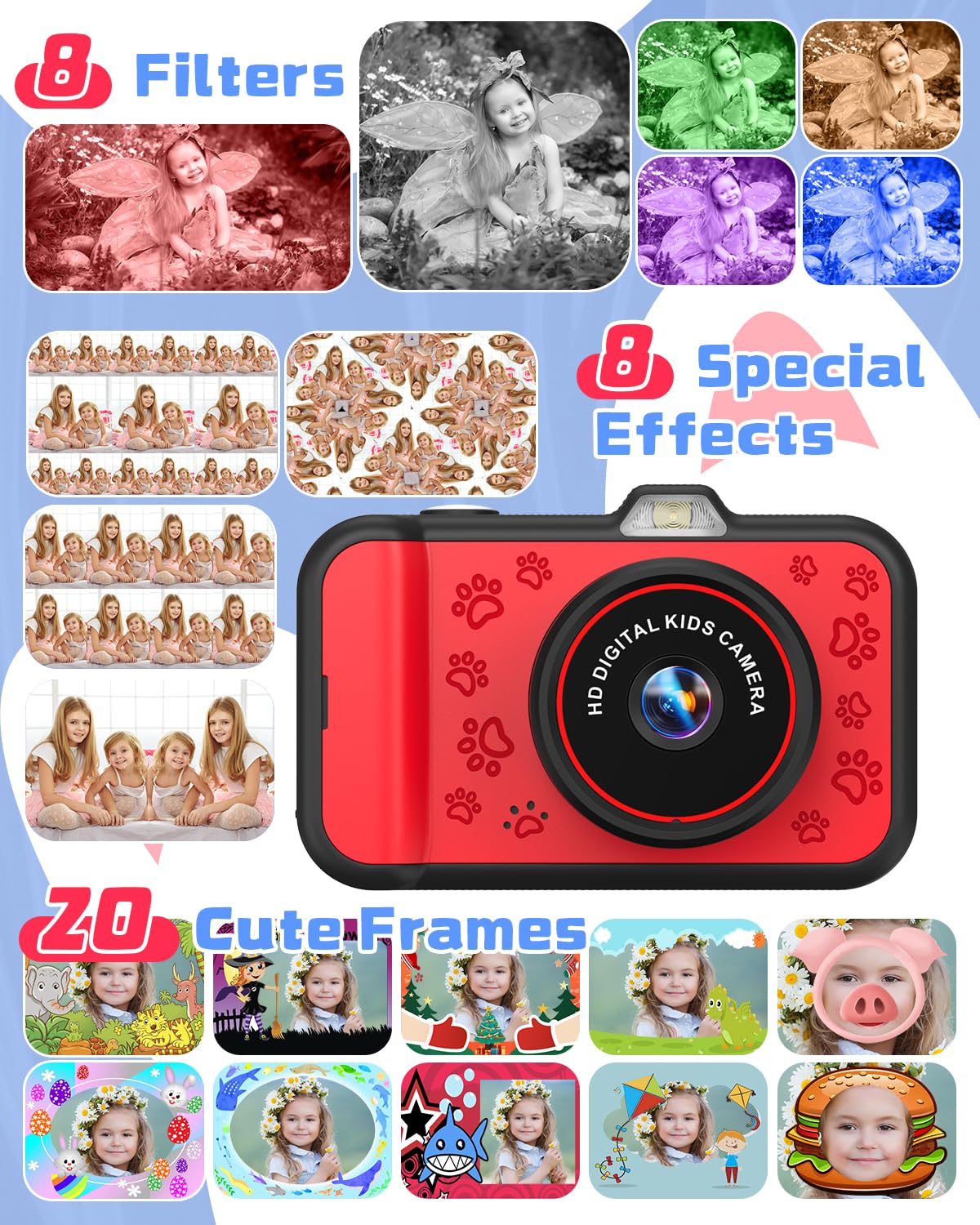 Macchina Fotografica Bambini,Usteetic 3,5” Grande Schermo 1080P Fotocamera Digitale Bambini con 360° Obiettivo Zoom LED Flash 32GB TF Scheda,Regalo di Natale Giocattolo per 3 4 5 6 8 7 9 10 11 12 Anni