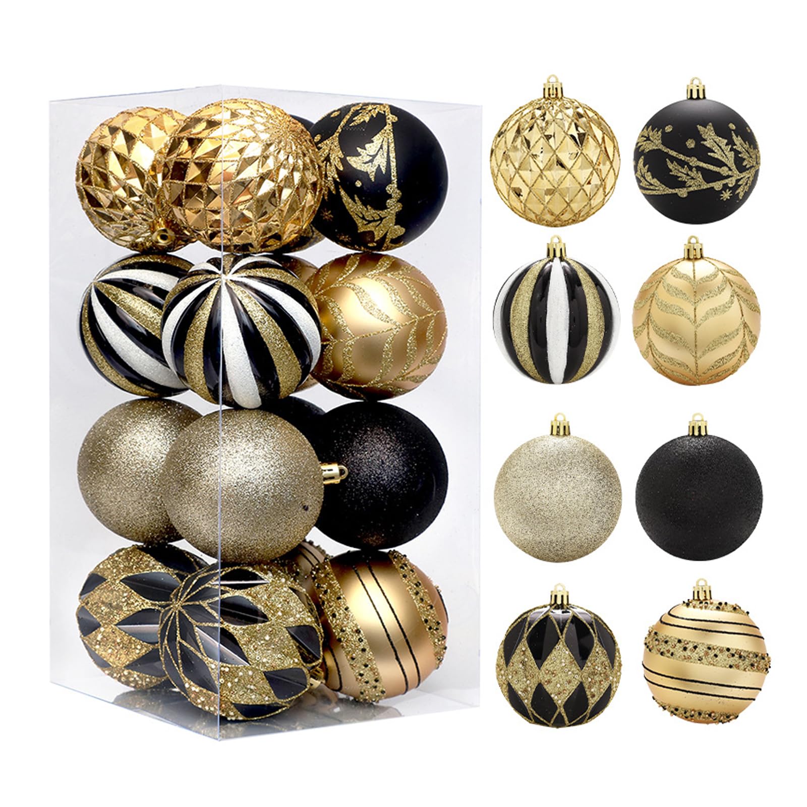 Adornos navideños 16 Uds. De Adornos de Bolas de Navidad, Juego de Colgantes de Bolas de Navidad pintadas, Adornos de árbol de Navidad para decoración de Fiestas navideñas