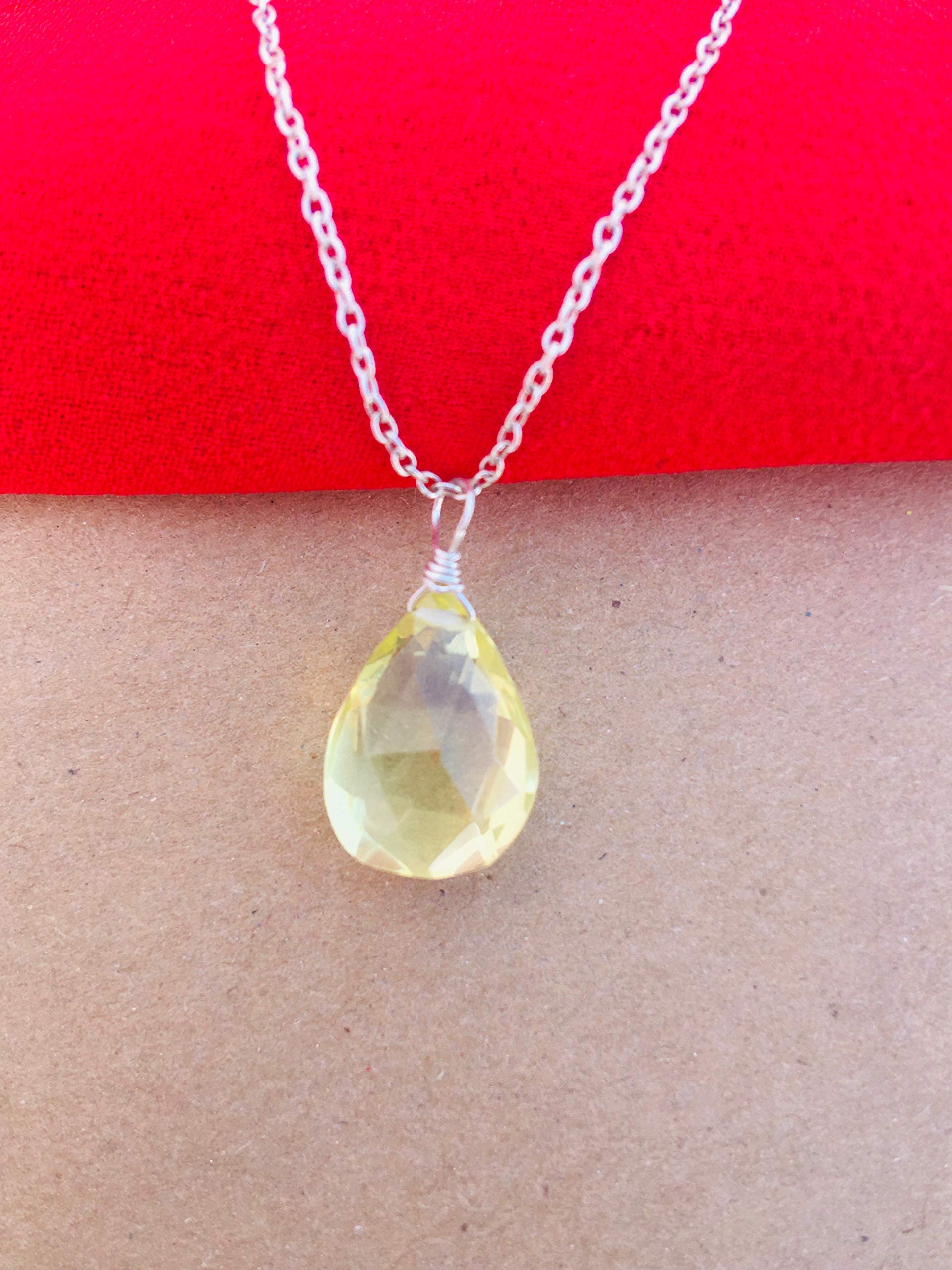 Handmade Designer Lemon Quartz Pendant In 925 Sterling Silver, Dainty Pendant