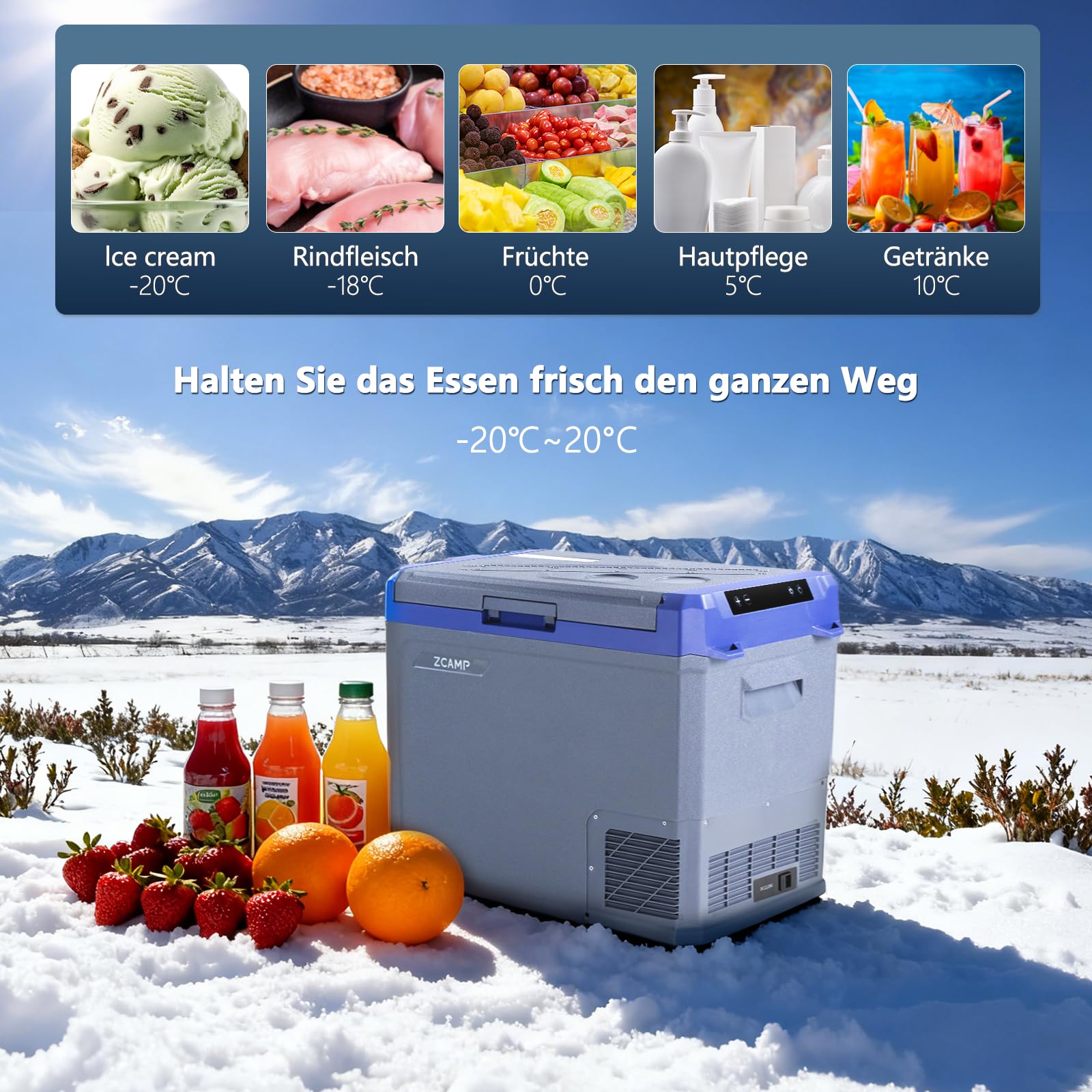 GE50 45.3L Réfrigérateur de Voiture Portable congélateur et réfrigérateur, Glaciere Électrique à Compression pour Maison, dortoir, Camping, -20℃ BIS 20℃