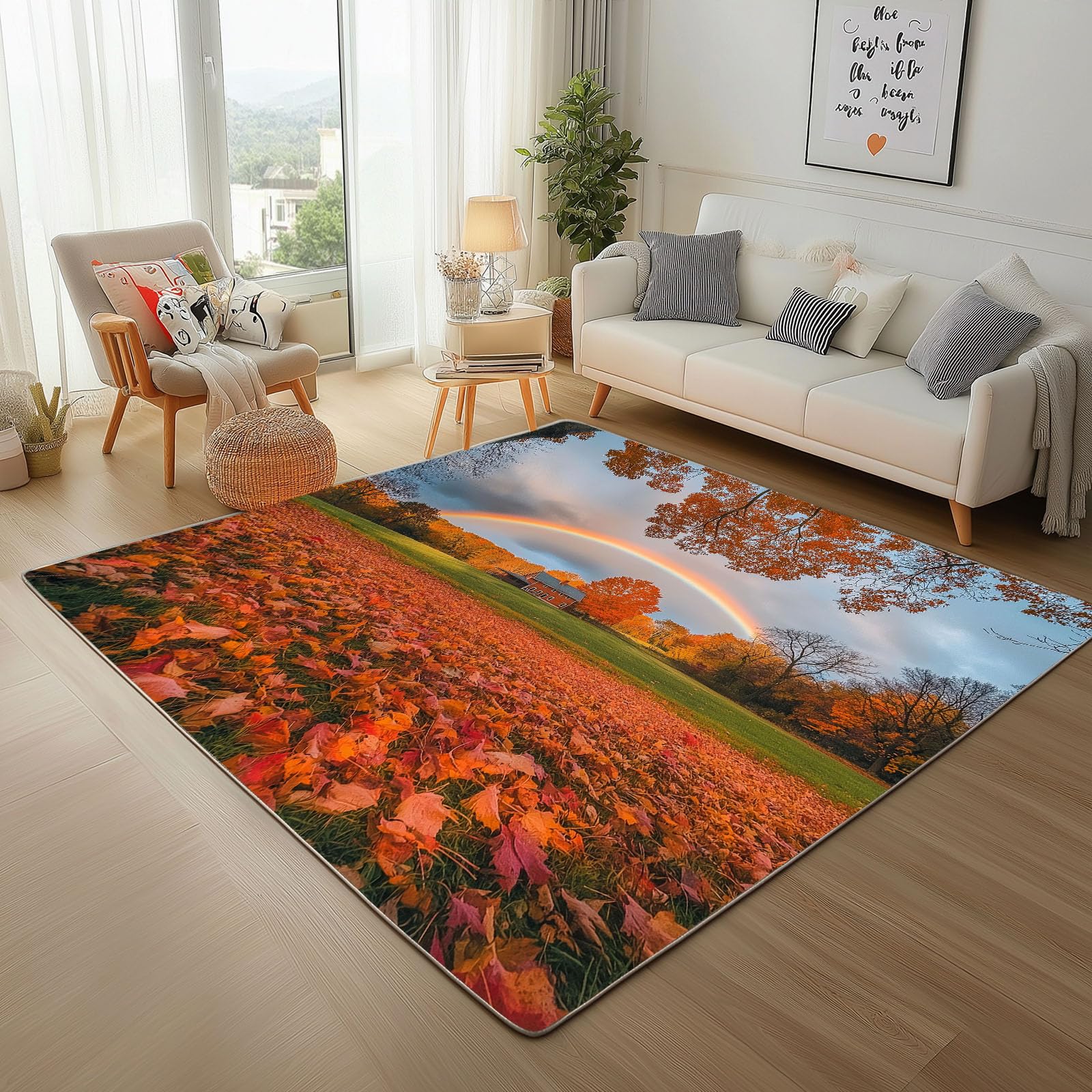 Tapis de salon 160x230 lavable en machine chambre enfant feuille d'érable