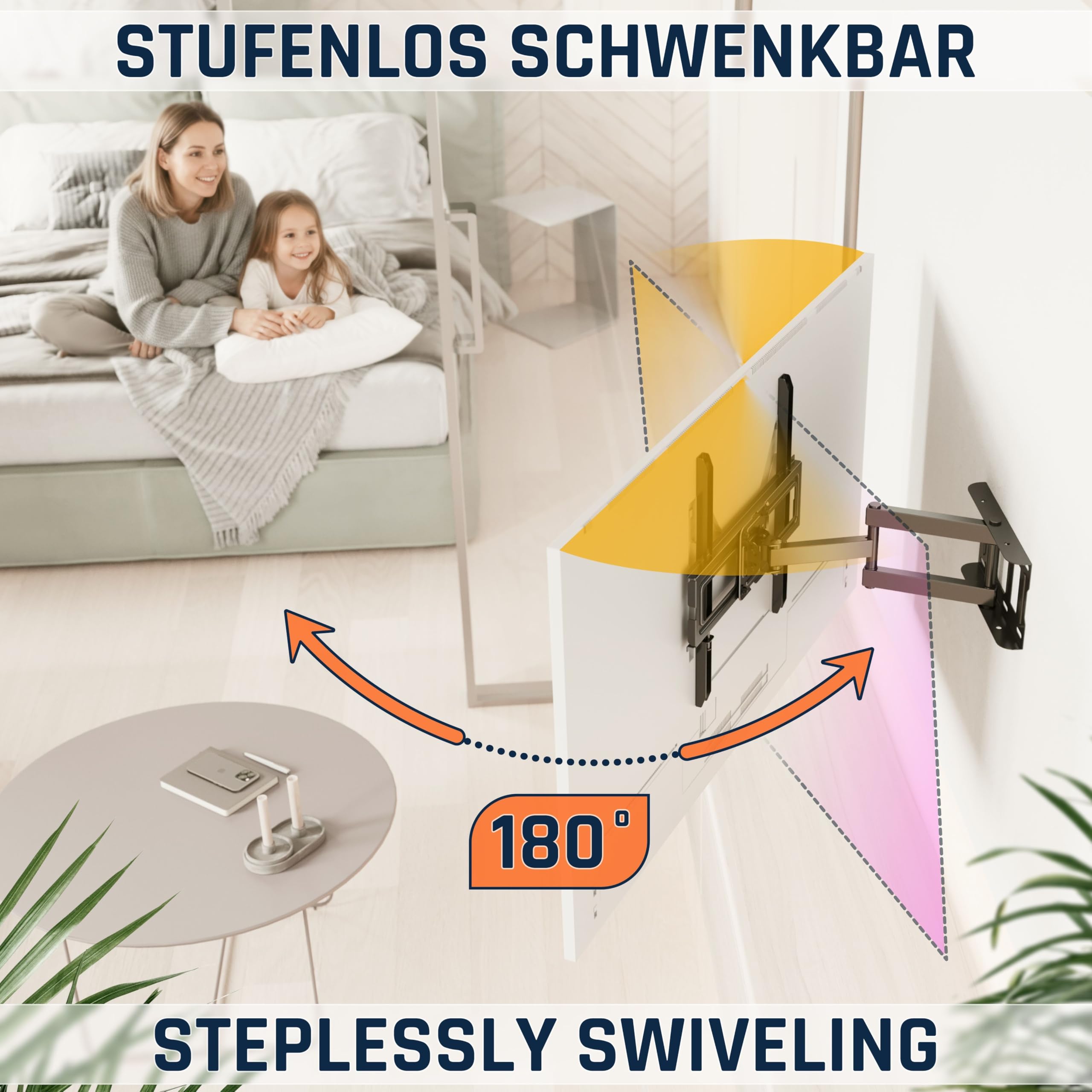 RICOO S5144 Supporto TV da parete Staffa TV 40-65 pollici per 40 42 43 55 60 65 pollici girevole inclinabile fino a 50 kg max VESA 400x400
