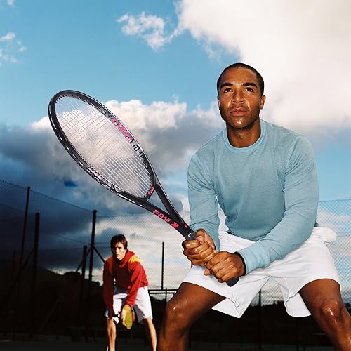 Miniatura 5 de KEVENZ Raqueta de tenis para adultos, raqueta de tenis de fibra de carbono con bolsa de transporte, peso ligero y resistente a los golpes