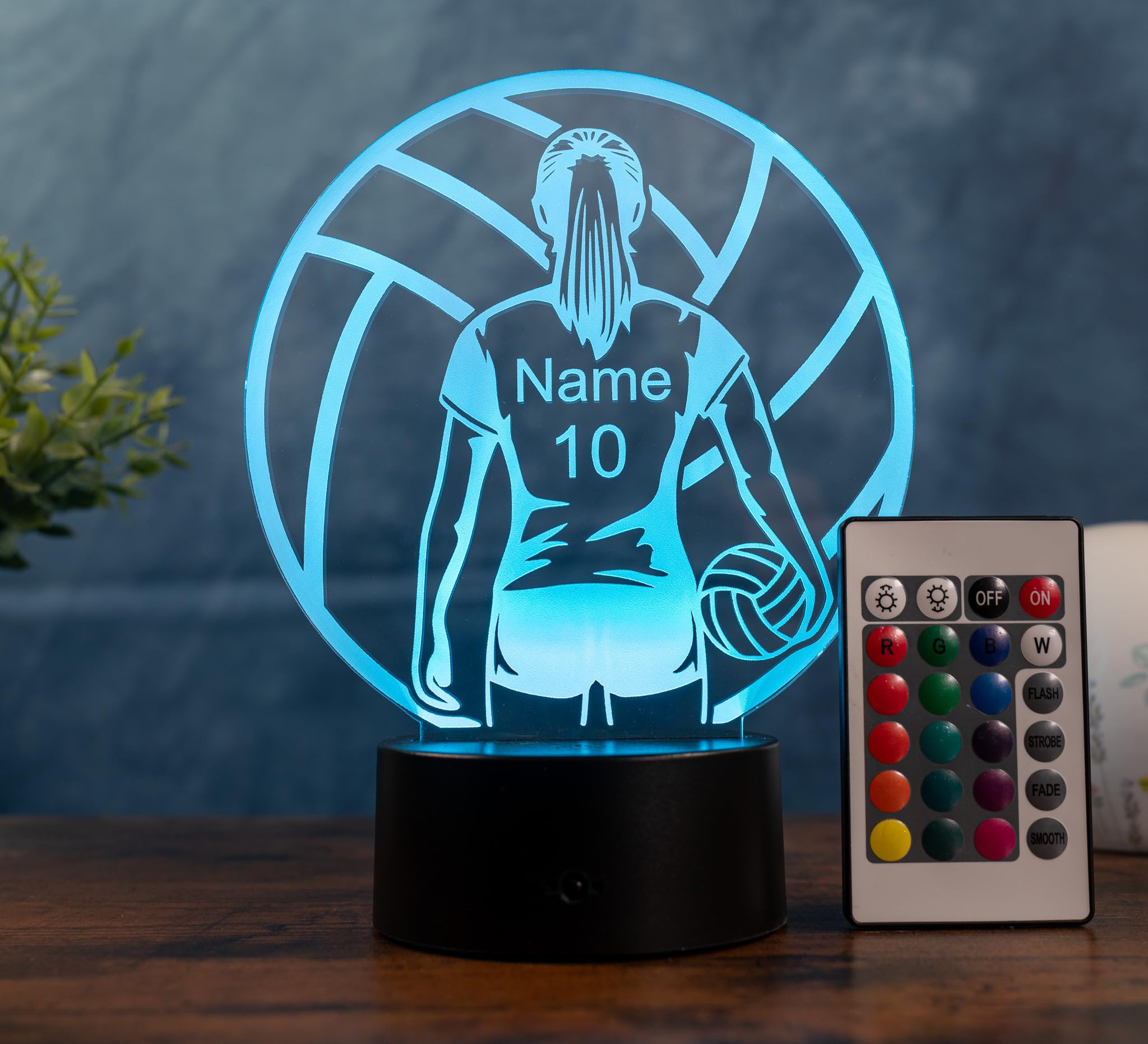 Volleyball Lampe personalisiert – LED Nachtlicht mit Name & Trikotnummer | Geschenk für Mädchen & Frauen | Volleyball Spielerin Deko Light für Kinderzimmer & Sportfans