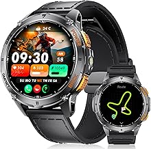 LIGE Integriertes GPS Smartwatch Herren, 1,43 Zoll AMOLED Smart Watch mit LED Taschenlampe for Android & iOS, 5ATM Wasserdicht, 300+ Zifferblätter, Kompass/Höhenmesser, 170+ Sportmodi, Graphitschwarz