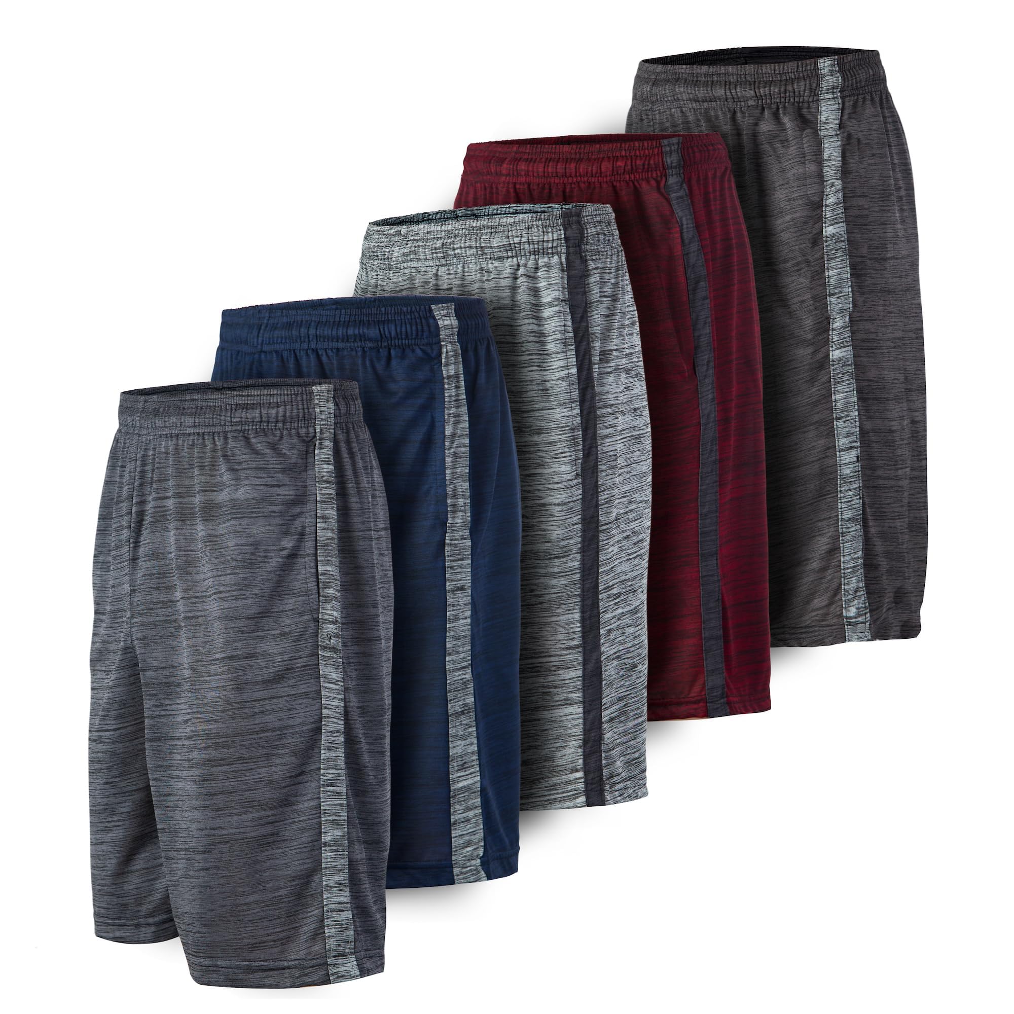 Essential Elements Mens 5 Pack Dry-Fit Athletic Performance Gym Shorts