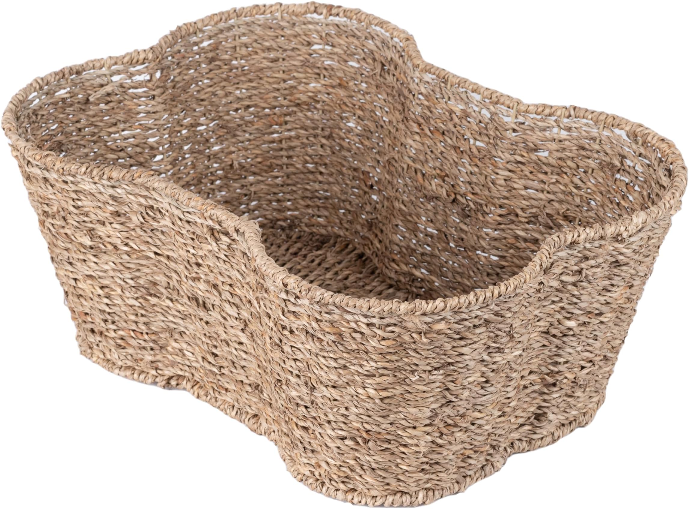 Toy Bin for Pets, Bone Shape Basket, Seagrass Storage, Handmade, Dog Toy Bin Organizer