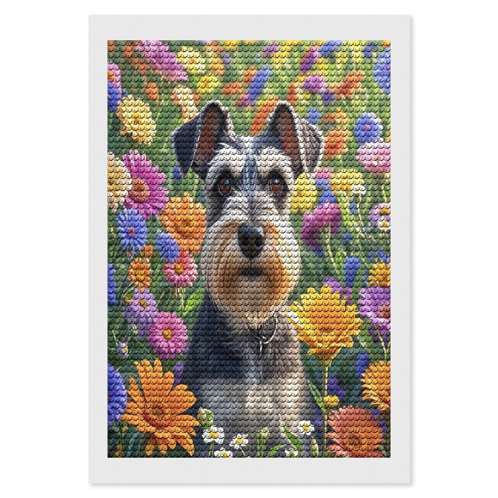 FekiLoot Schnauzer Diamond Painting Kits for Adults Full Round Drill Diamond Art Kits for Beginners 5D DIY Diamond Dots Paintings Diamonds Pictures Gem Art Home Wall Decor 8"x12"