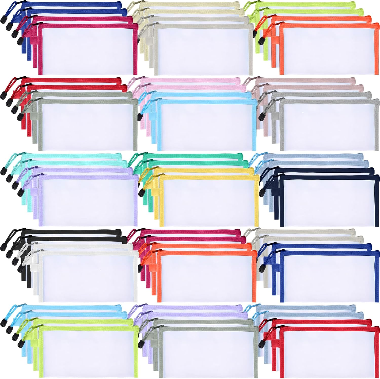 80 Pcs Mesh Zipper Pouch Bulk Back to School Multicolor Pencil Storage Pouch Multipurpose Mesh Cosmetics Bags Toiletry Makeup Bags for Office Travel Organization(Multicolor)