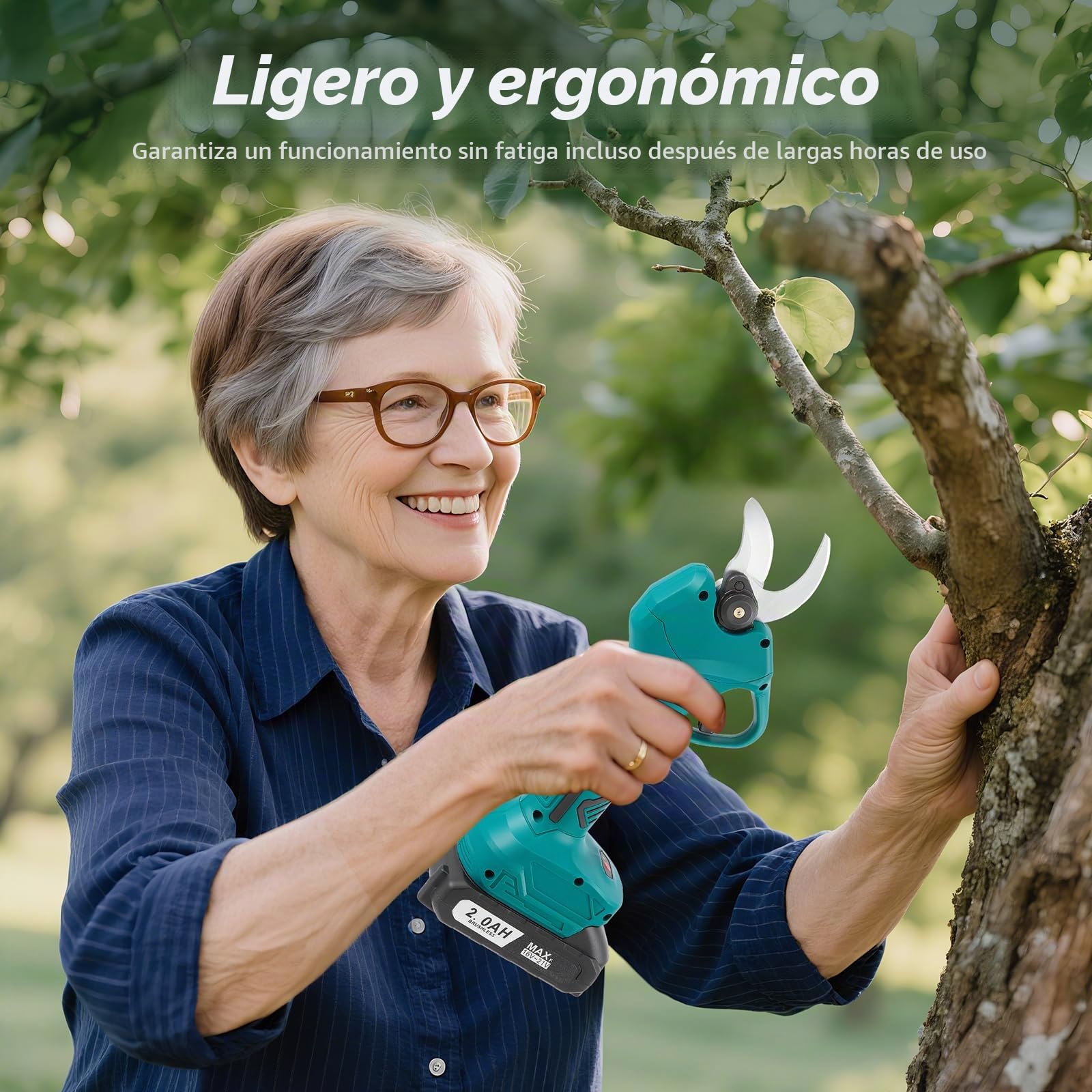 Tijeras de podar profesionales a batería, 30 mm, con 2 baterías de 2000 mAh, 550 W, motor sin escobillas Tijeras de podar eléctricas para jardín Bypass con contador de corte LED