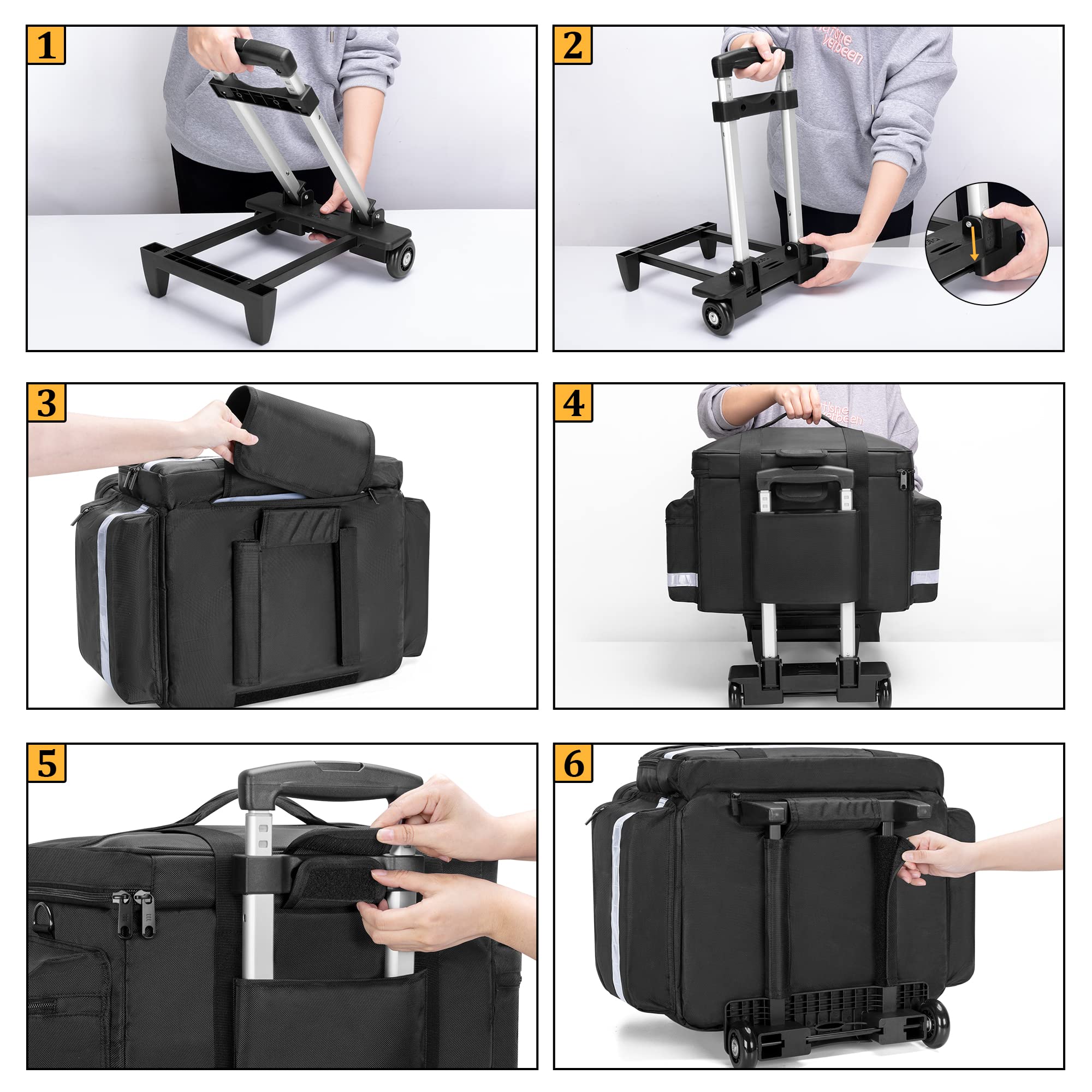 Damero Sac médical avec Chariot Amovible, Sac pour équipement médical avec Poches et séparateurs Amovibles, Sac de Premiers Secours Vide pour infirmières à Domicile, médecins, Noir