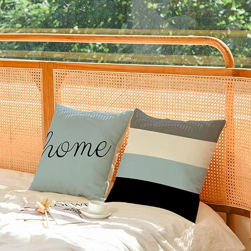 Miniatura 5 de YeeJu - Funda de cojín cuadrada de lino y algodón con diseño geométrica. Funda de almohada, para exterior, hogar, sofá., Geométrico 02, 18*18