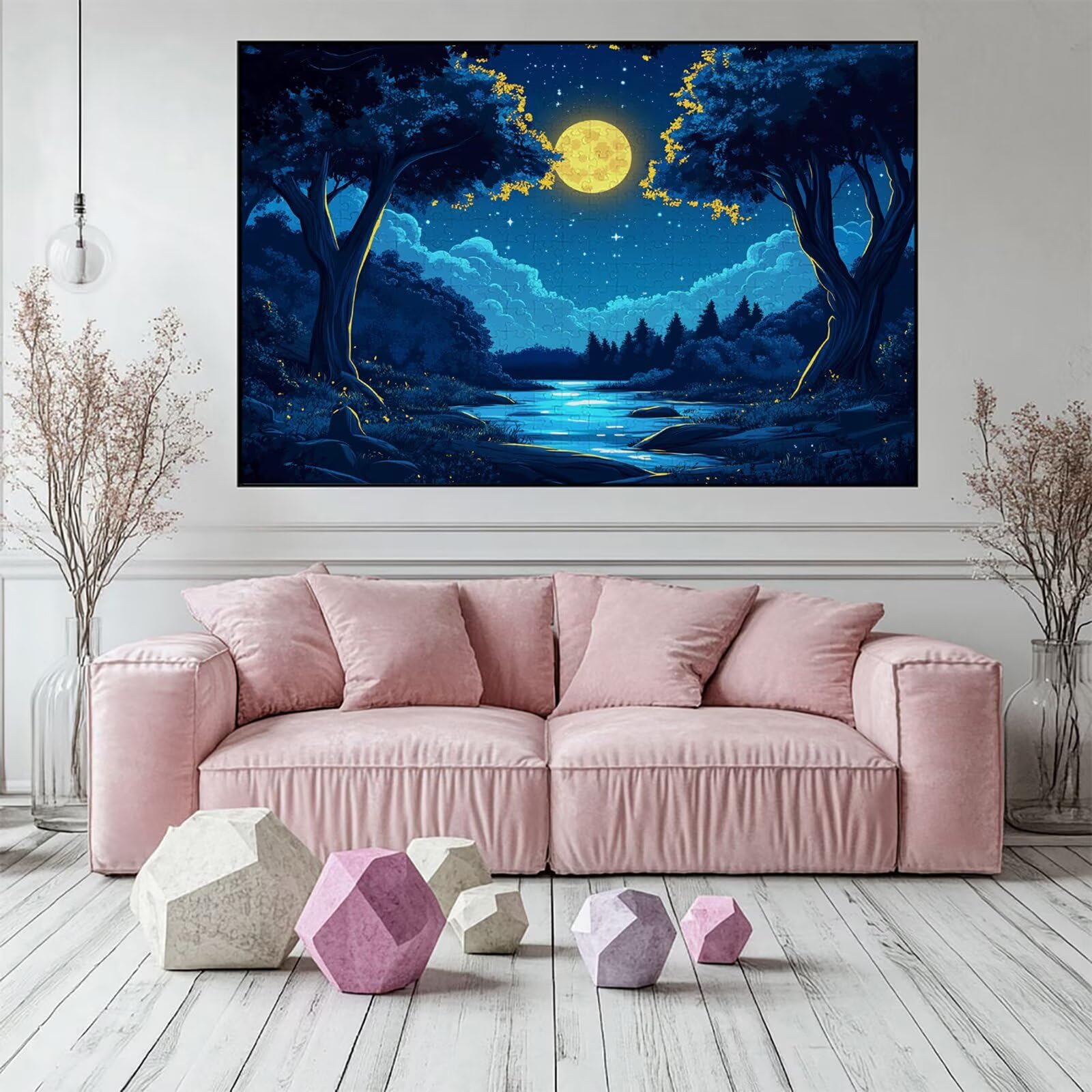 Puzzle 4000 elementów leśnych puzzle dla dorosłych księżyc 141 x 87 cm Unikalne rzemiosło klasyczne 3D drewniana układanka do rodzinnych gier aktywnych, układanka do samodzielnego wykonania nawet do