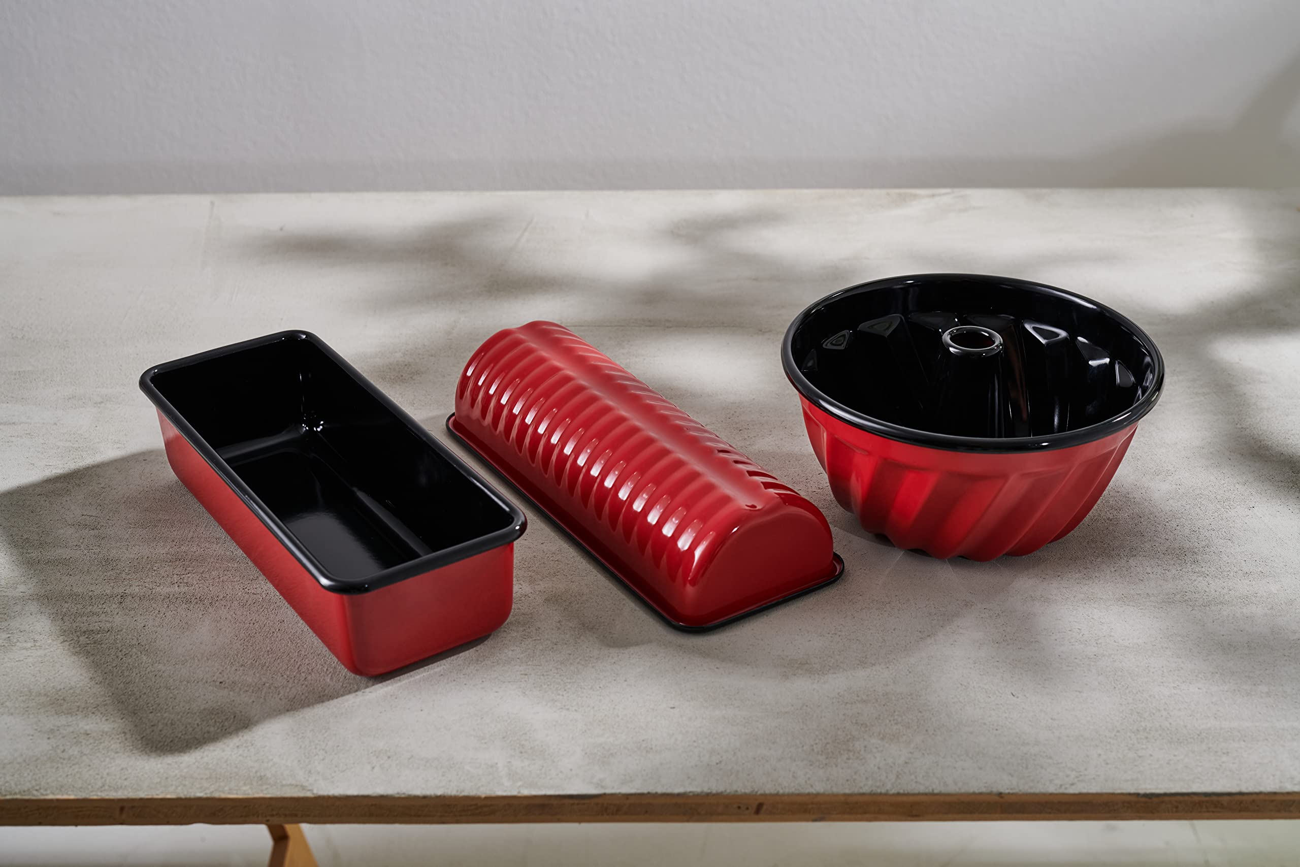 Riess, 0495-020 - Molde para gugelhupfform 22, color rojo, diámetro 22 cm, altura 11,3 cm, capacidad 2 litros, esmalte, rojo y negro