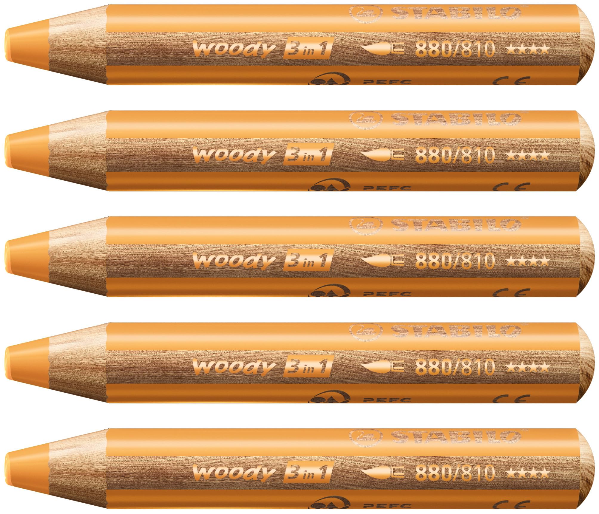 STABILO - Kleurpotlood, aquarelpotlood & waskrijt in één - woody 3 in 1-5 Stuks - Goud
