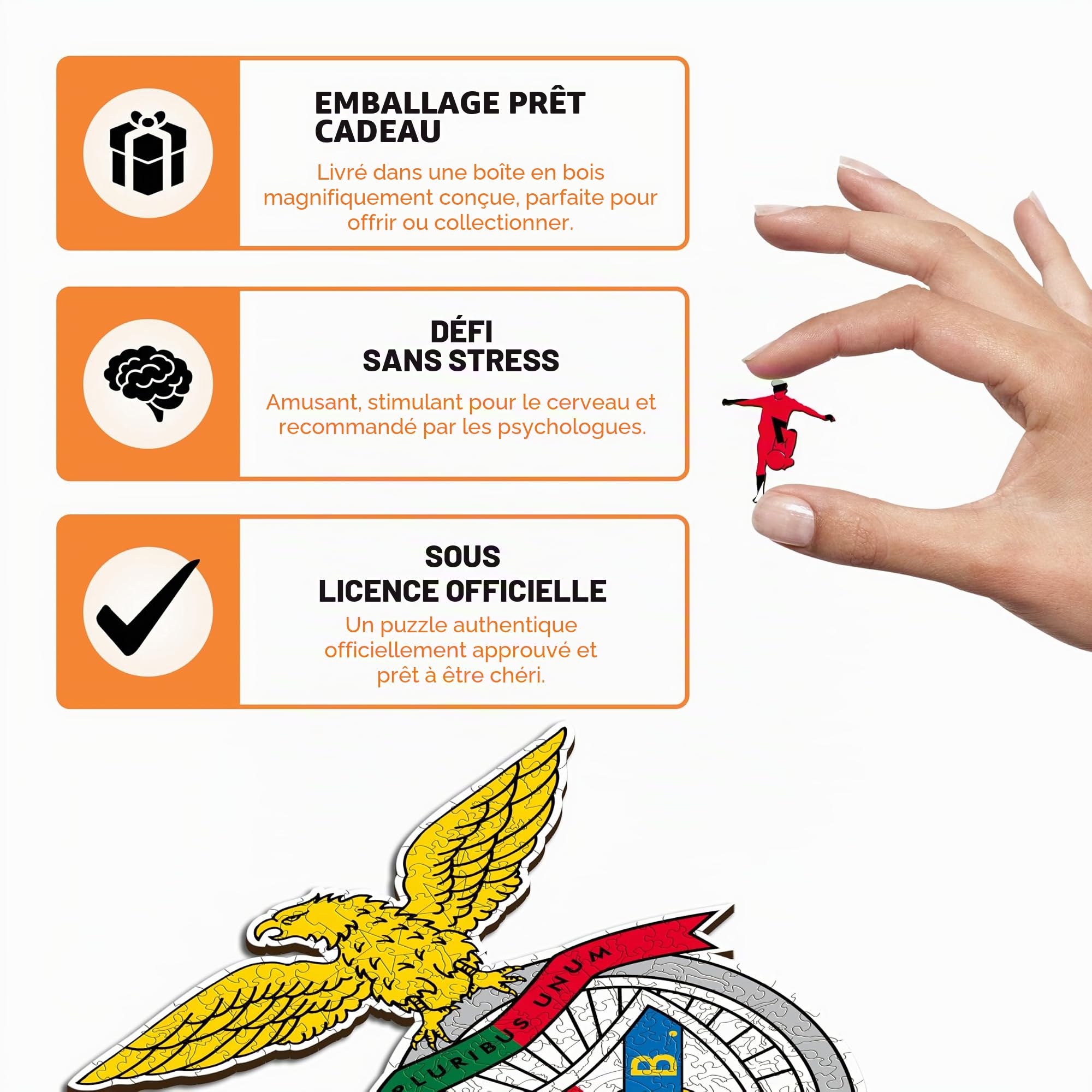 Iconic Puzzles - Benfica, Logo, Puzzle en Bois sous Licence Officielle, 100% Durable, Cadeau pour Adultes et Enfants, Taille S, 150 pièces