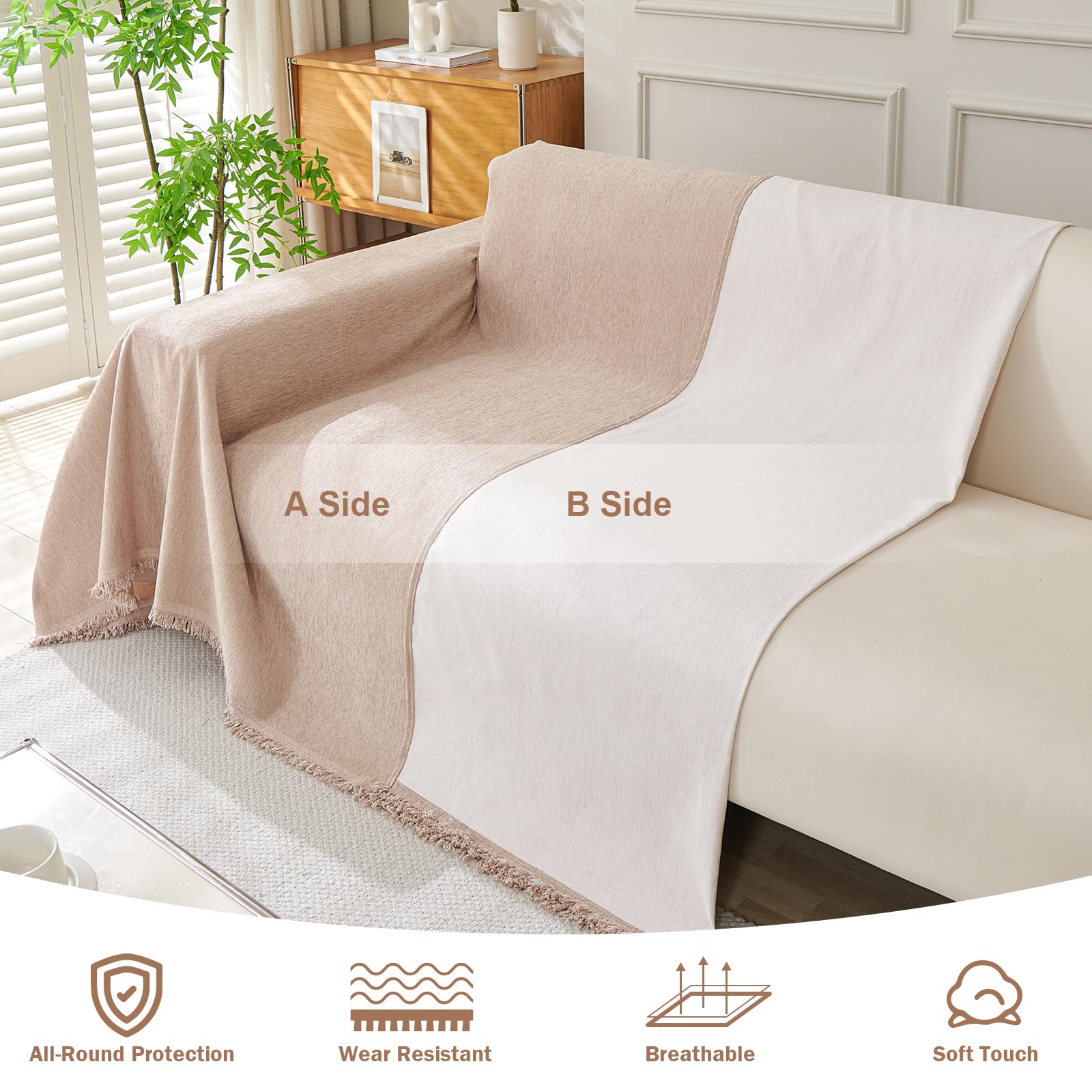 OstepDecor Chenille Sofa Cover 3 Seater, Dog Couch Cover for Corner Sofa Washable Sofa Slipcover - Image 4