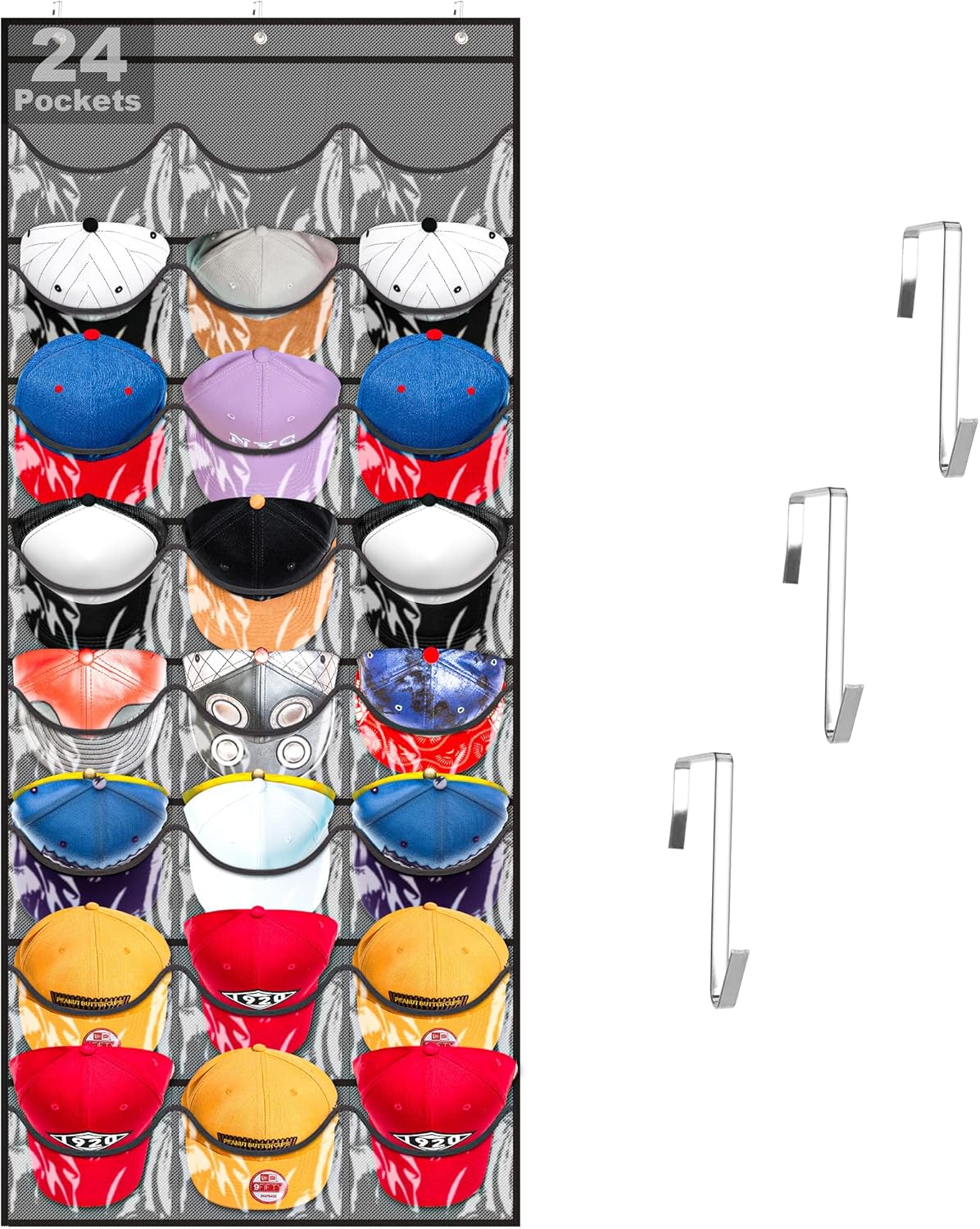 kingdalux Baseball Hat Rack 24 Pocket for Wall or Over the