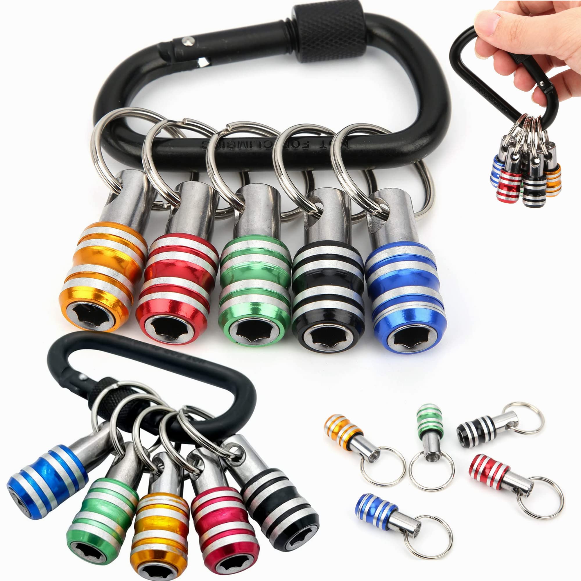FACAINCXS Bit Holder 1/4 inch Hex Shank Screwdriver Bits Holder Extension Bar Keychain Screw Adapter Drill Change Hand-held Screwdrivers Drill Bits Holder Portable (10PCS) — image 1