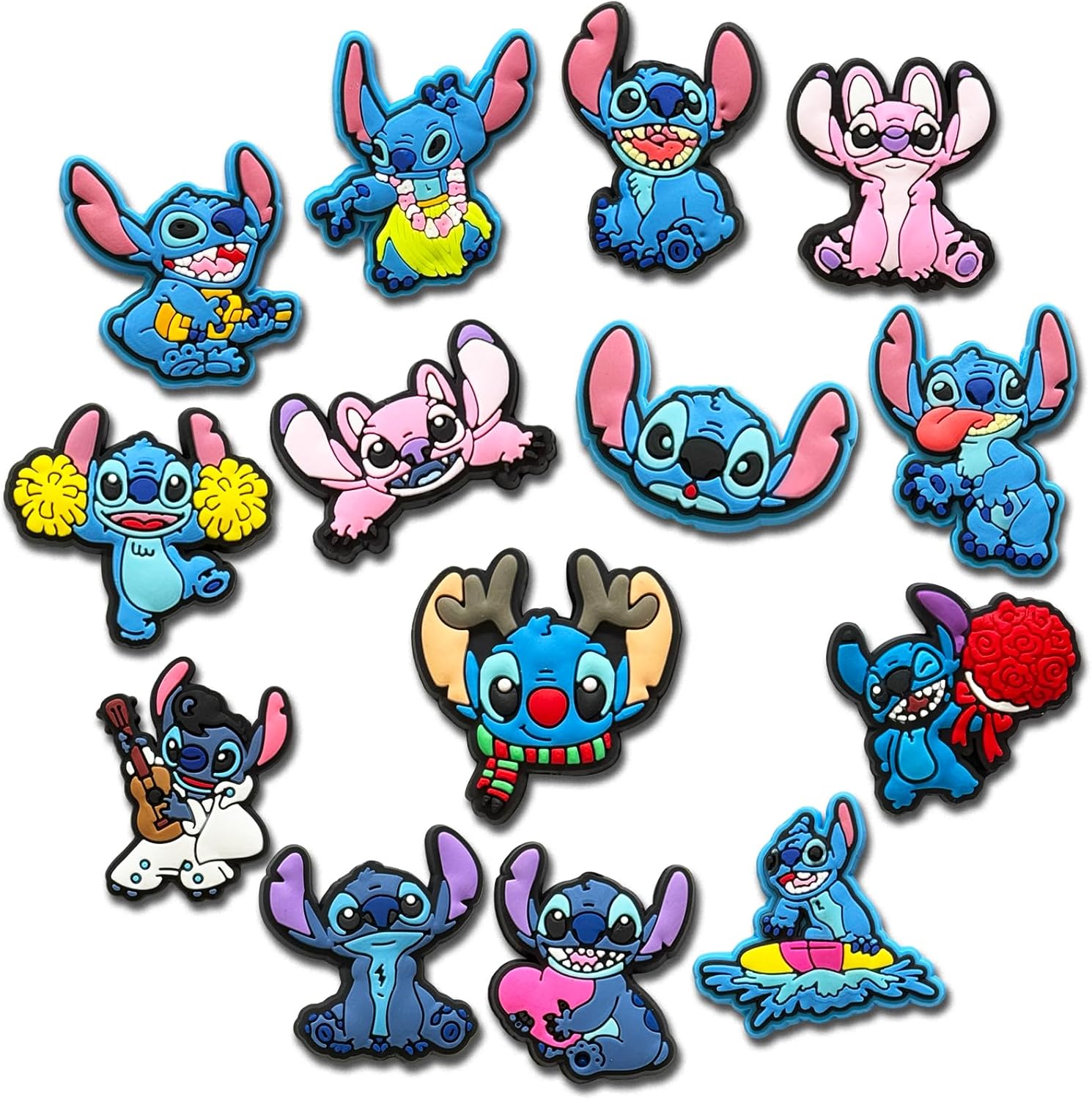 Cartoon DIY Silicone Focal Beads for Pen Making, Cartoon Bead Pen Charms, Keychain Jewelry Craft Kit for Teen Adults (14Pcs Blue)