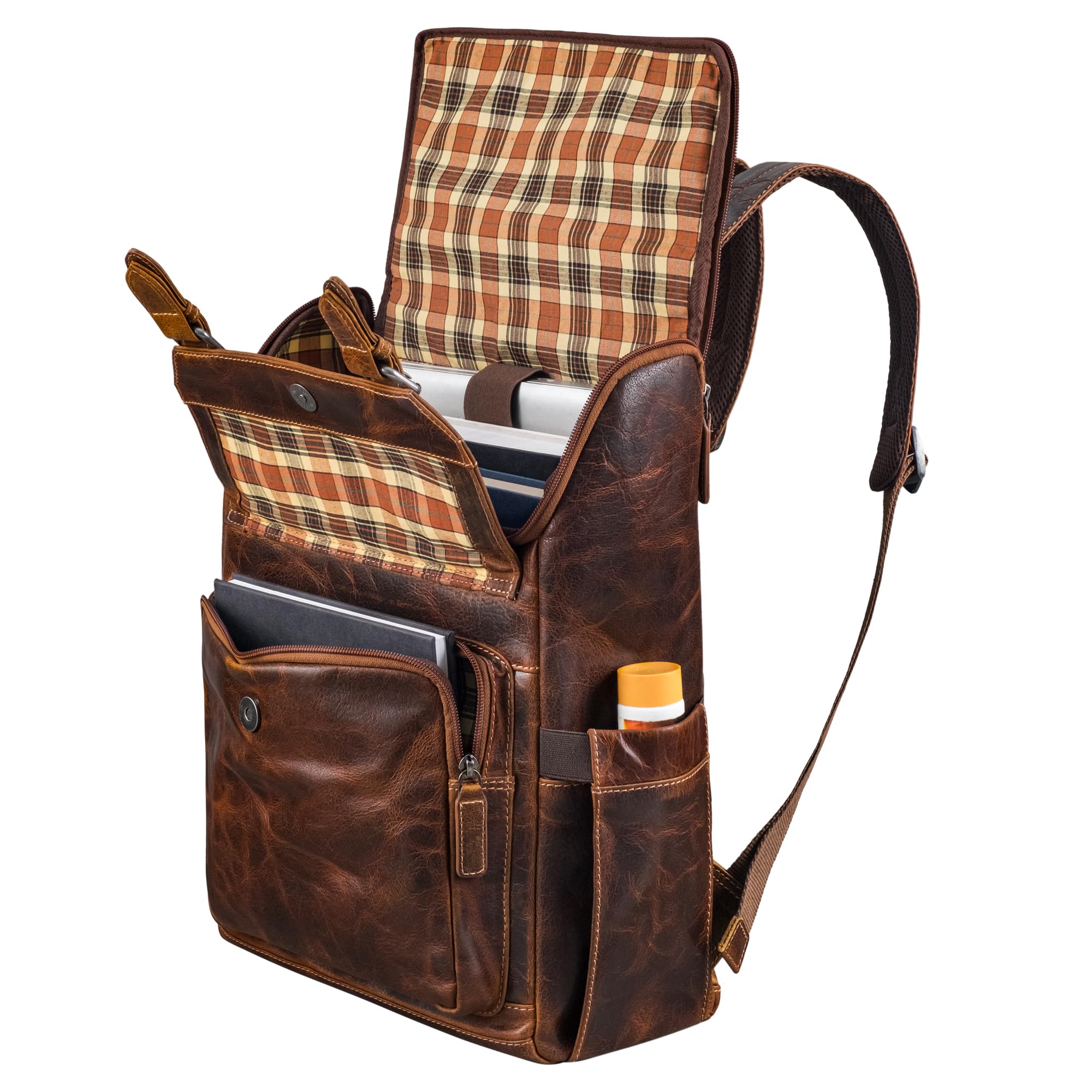 STILORD 'Gian' Mochila de Cuero para Hombre y Mujer - Moderna Mochila de Trabajo Grande para Portátiles de 15.6-16 Pulgadas - Piel Mochila Premium para Oficina y Viajes