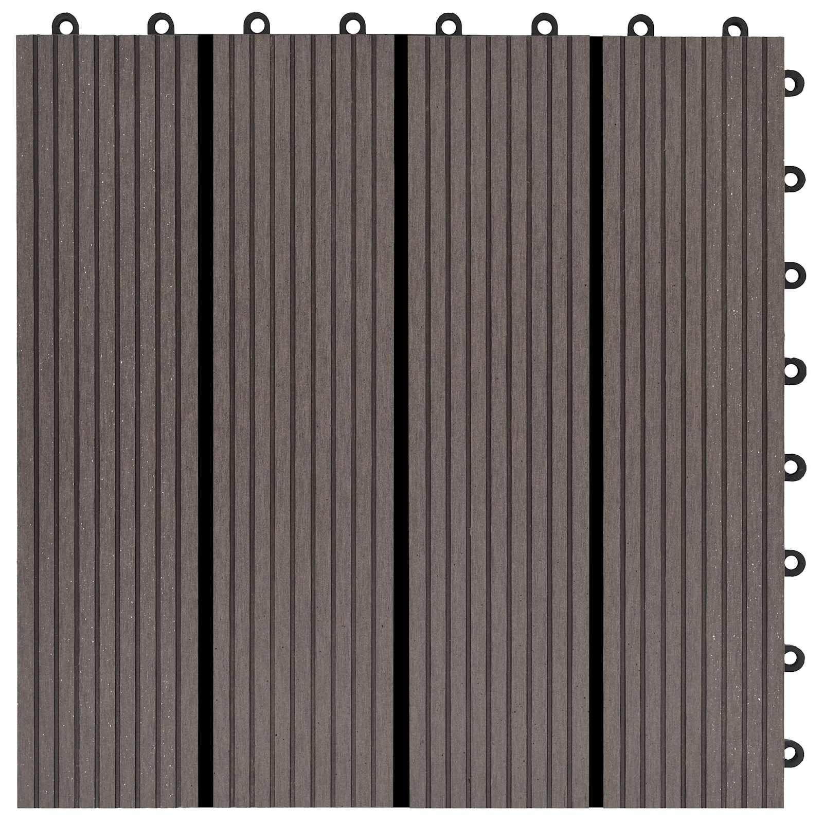 WPC Terrassenfliesen 11er Set Dunkelbraun 30x30 cm Klicksystem Bodenbelag für Balkon Terrasse Garten