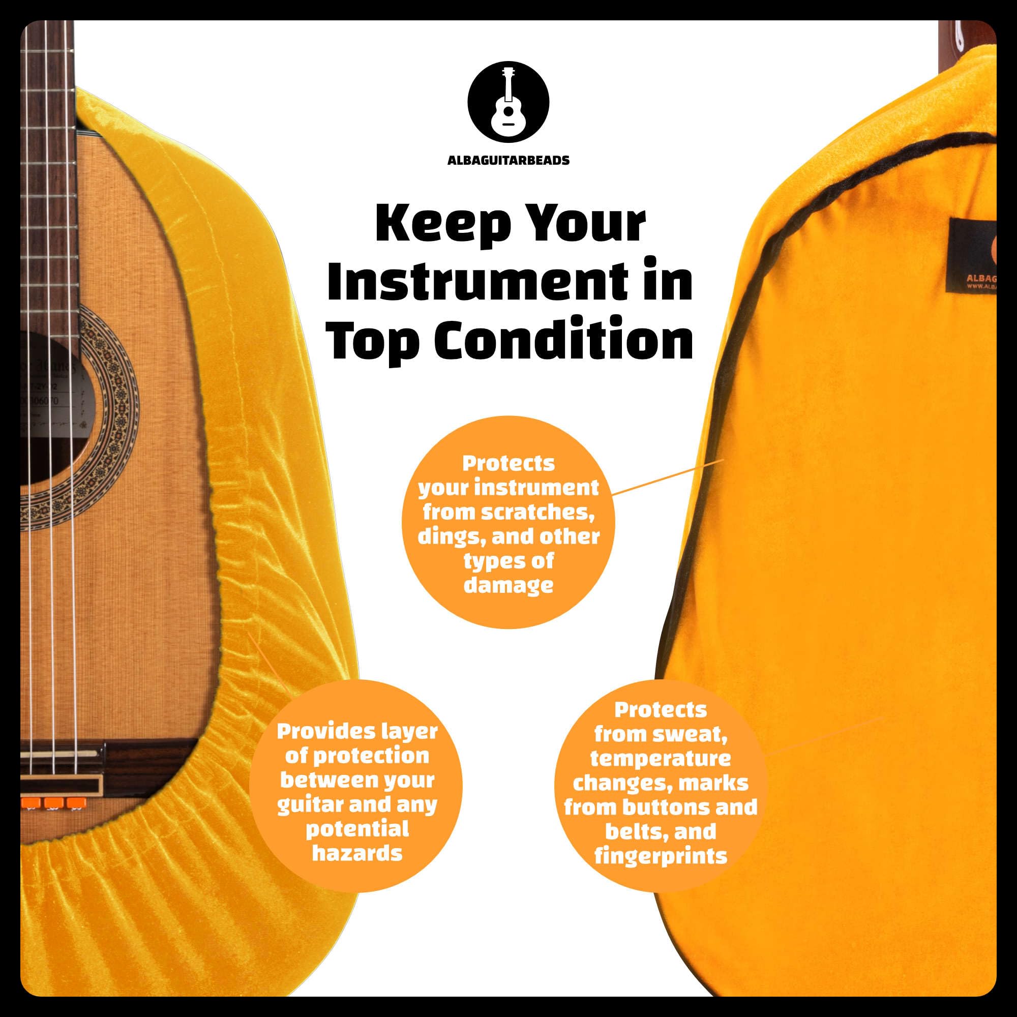 Alba GB Dust Cover - Funda protectora naranja para guitarras clásicas, funda de terciopelo antipolvo para guitarras acústicas y eléctricas, Red, Funda