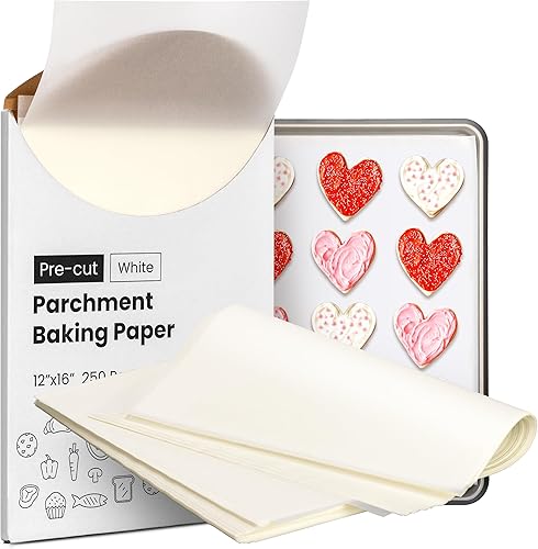 Miniatura 1 de Fit Meal Prep 250 hojas de papel pergamino para hornear, 12 x 16 pulgadas precortadas antiadherentes, tamaño medio, papel de horno blanco para