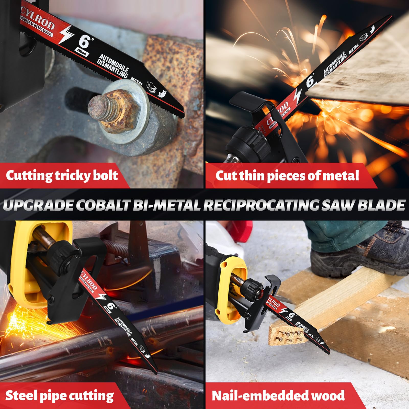 Paquete de 25 hojas de sierra alternante de 6 pulgadas 14/18 TPI para cuchillas Sawzall, cuchillas bimetálicas de acero cobalto M42 para desmontar automóviles y cortar metal, reemplazo para Milwaukee