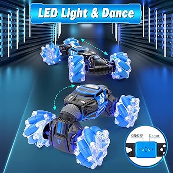 Powerextra 1:16 Gesture RC Stunt Car, Remote Control Car, with Light &  Dance for Kids Gesture Sensing RC Stunt Car, Double Sided 360° Rotating Off  Road Stunt Car, 50+ Mins Play Time