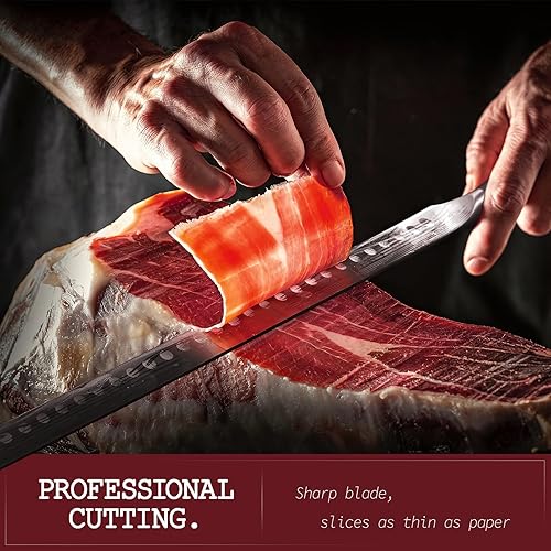 Miniatura 4 de YFWOOD Cuchillo para rebanar, cuchillo de pechuga de 12 pulgadas, cuchillos de acero inoxidable de alto carbono súper afilados para cortar carne,